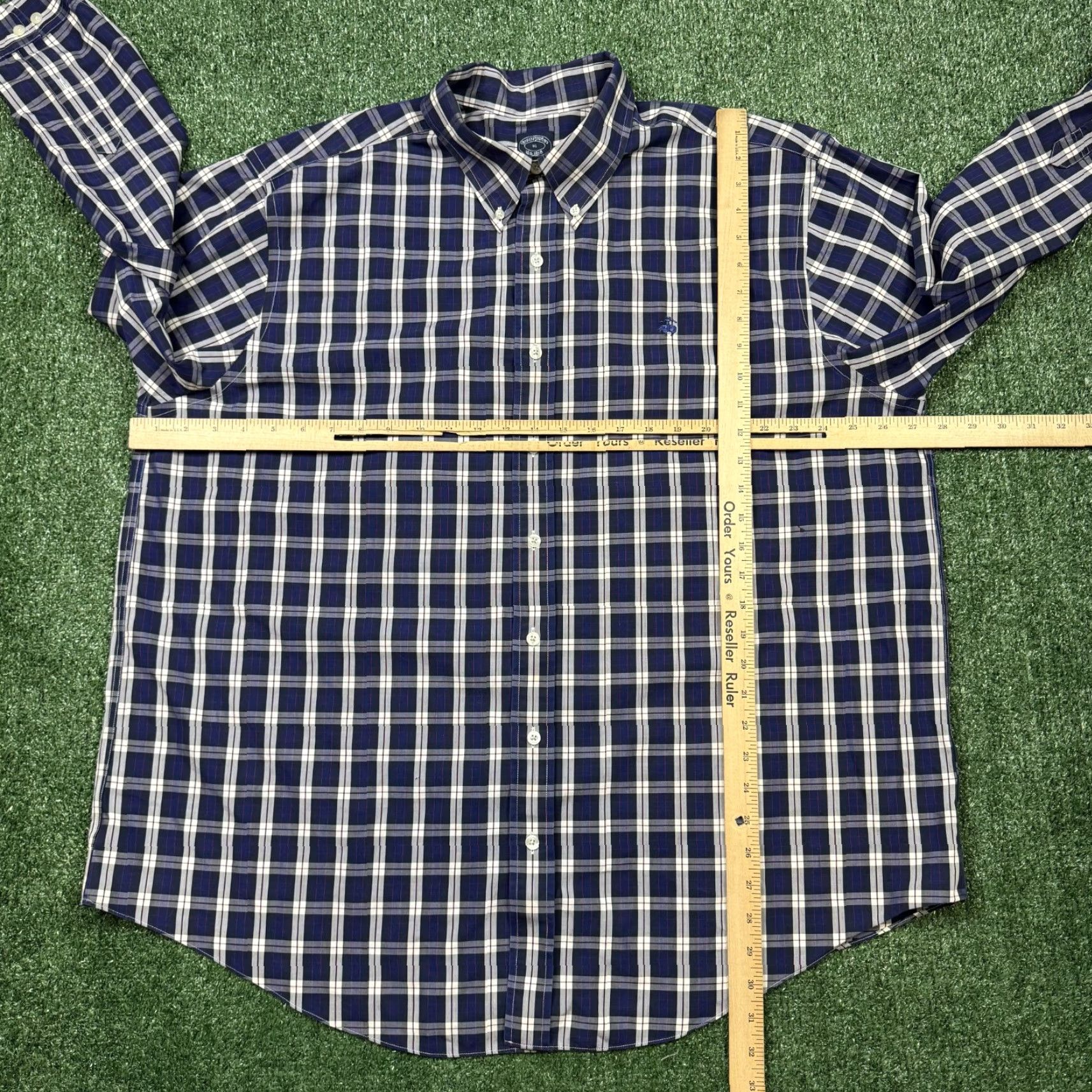 Brooks Brothers BROOKS BROTHERS Button-Up Shirt Men 1XL Blue Plaid Long Sleeve Casual Business Regular Fit Mens Size US XL / EU 56 / 4 - 7 Thumbnail