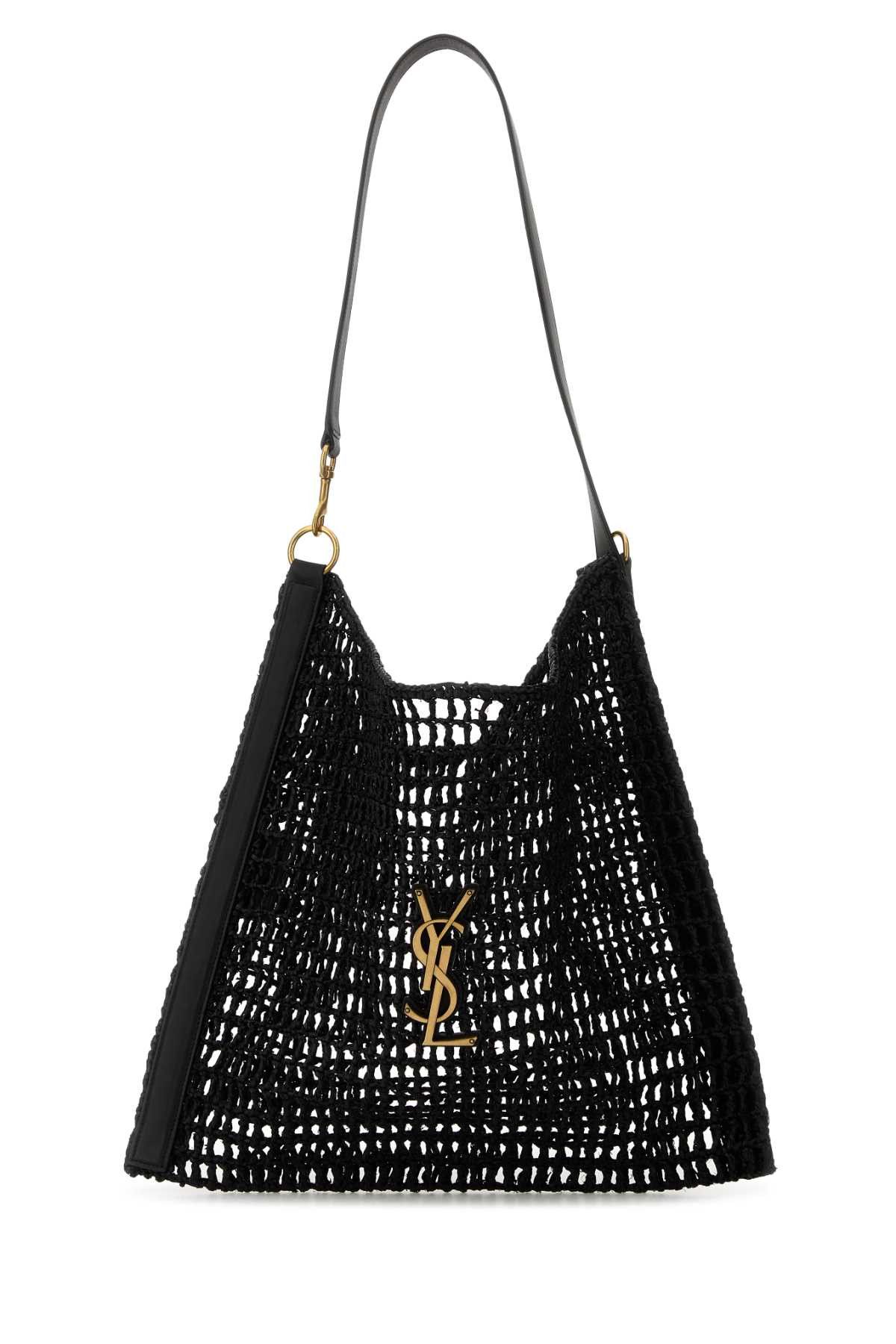 Saint Laurent Paris Black Raffia Shopping Bag Size ONE SIZE - 1 Thumbnail