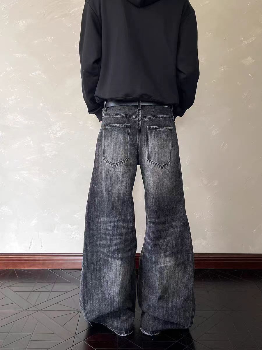 Jean Water-washed black curved-leg distressed jeans Size US 30 / EU 46 - 3 Thumbnail