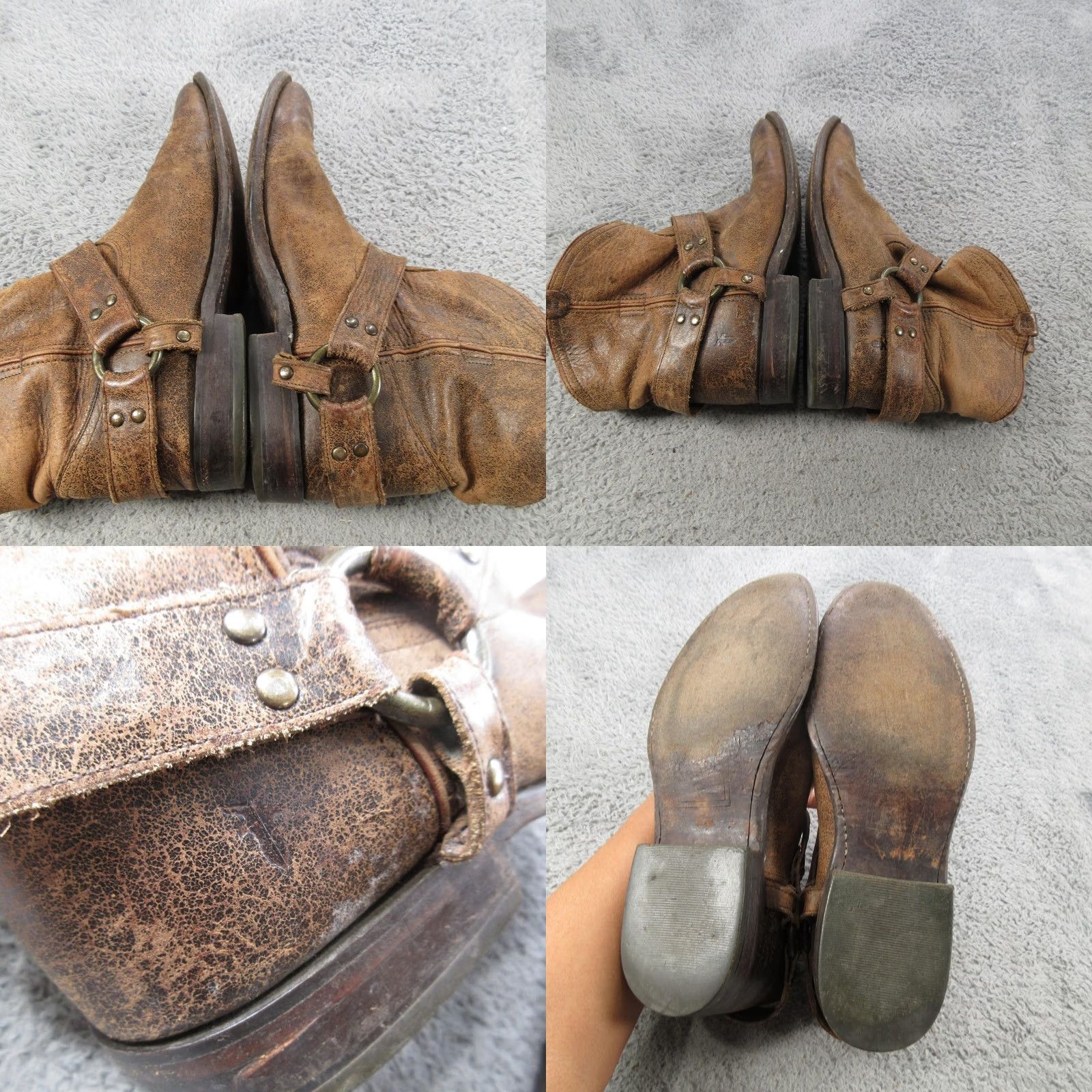 Frye Frye Boots Womens 7.5 Brown Leather Harness Ankle Biker Western Booties Size US 8 / IT 38 - 10 Thumbnail