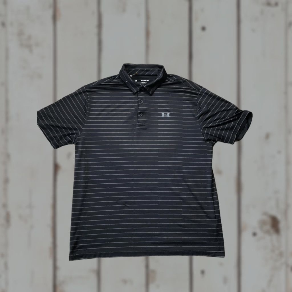 Under Armour Under Armour Polo Shirt Mens XL Black Striped Playoff Golf Performance Shirt Size US XL / EU 56 / 4 - 1 Thumbnail