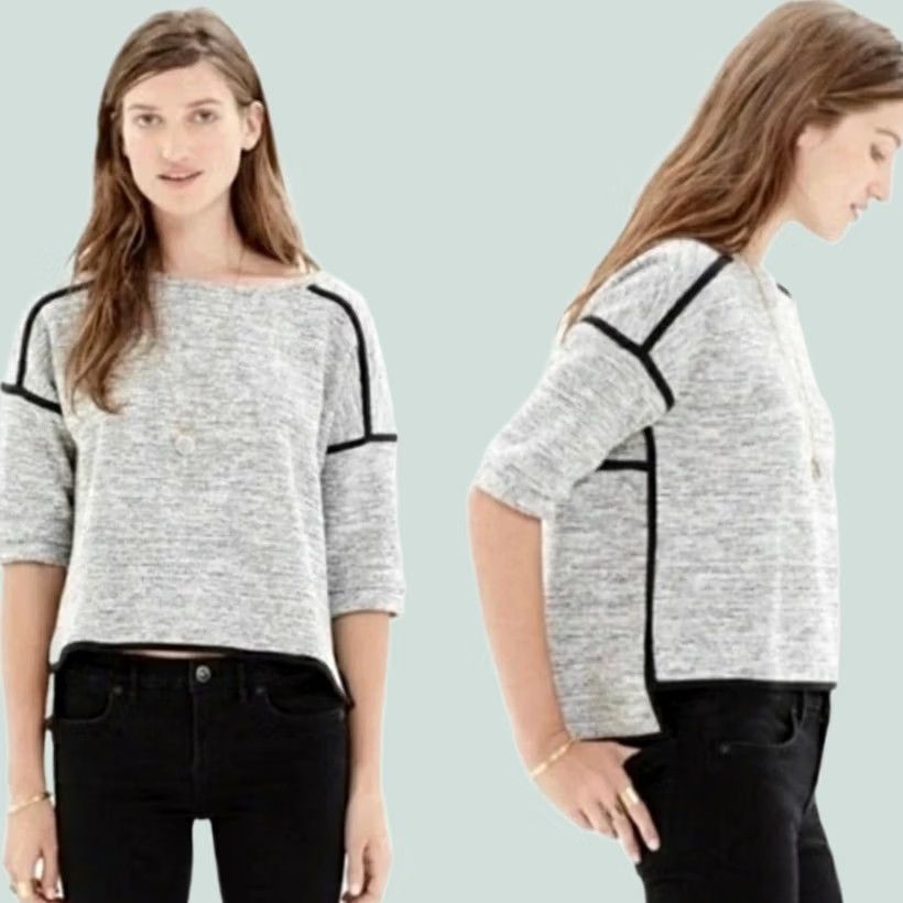 Madewell Madewell Women’s Short Sleeve Sweater Boxy Pullover Cotton Blend Black White Size M Size M / US 6-8 / IT 42-44 - 1 Thumbnail