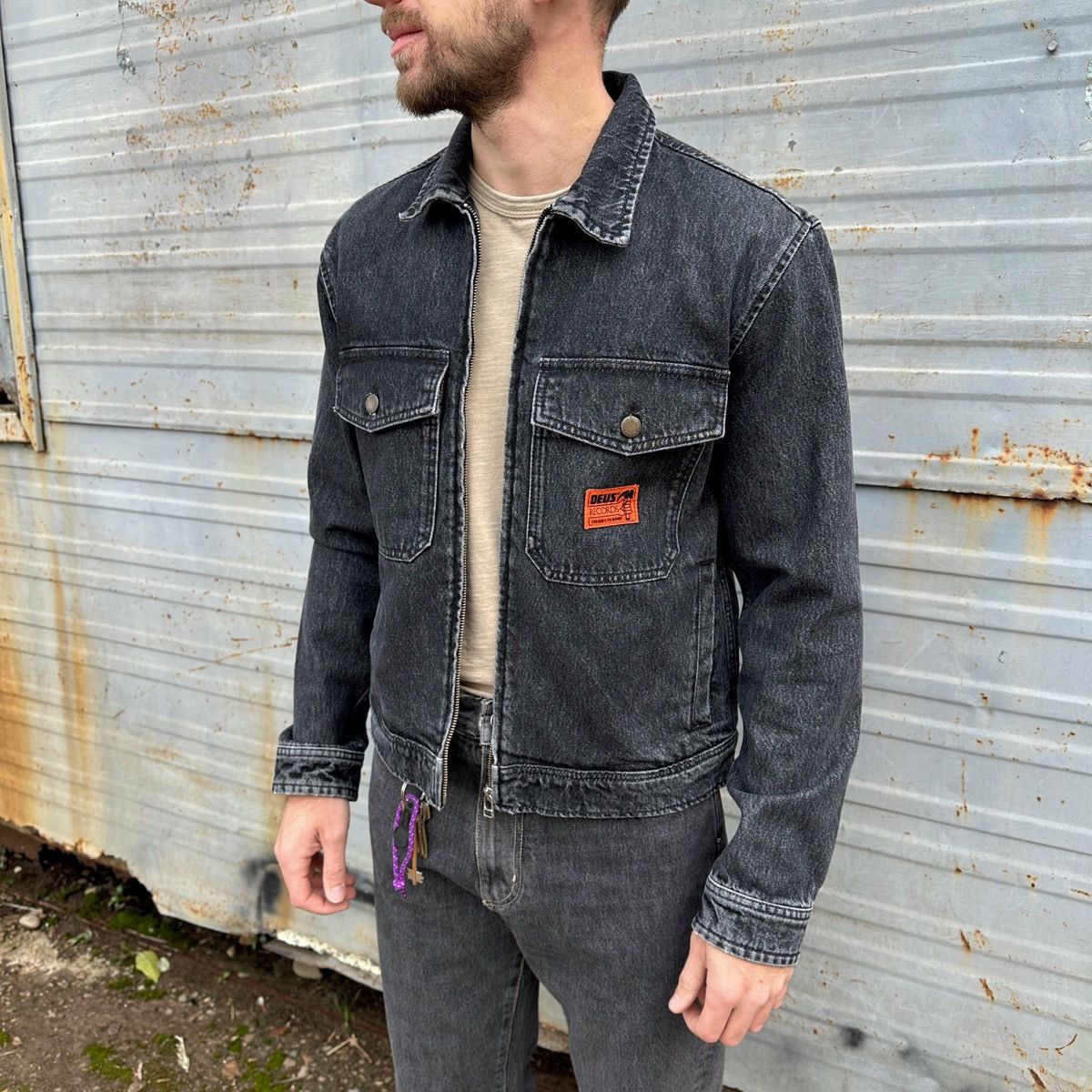 Japanese Brand × Vintage Vintage Pockets Denim Graphite Work Jacket Size US M / EU 48-50 / 2 - 2 Thumbnail