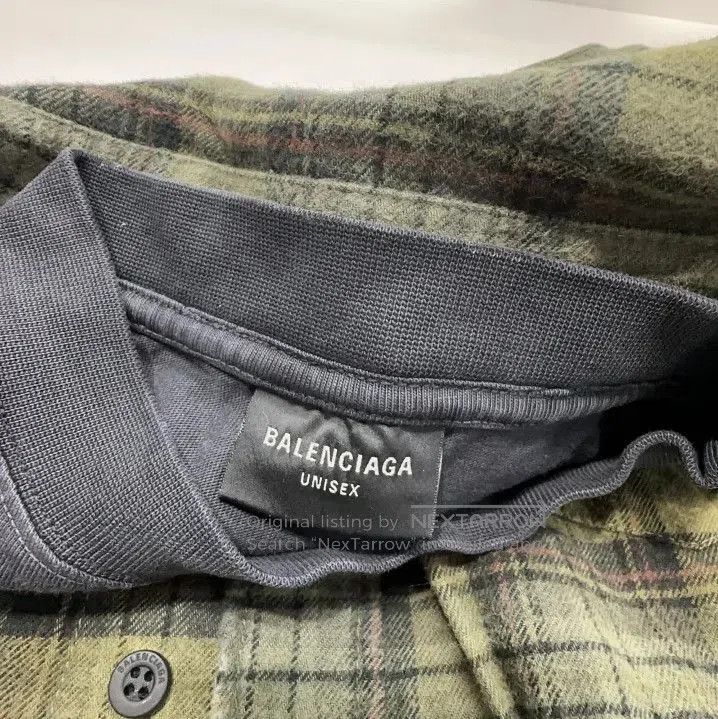 Balenciaga Balenciaga Green Plaid Distressed Long Sleeve Shirt. Size US M / EU 48-50 / 2 - 4 Thumbnail