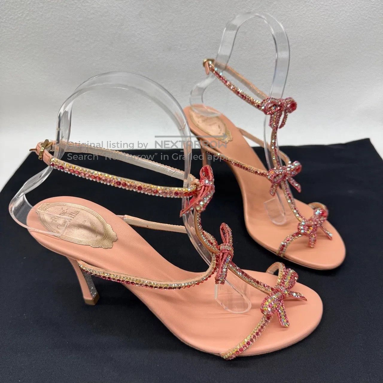 Rene Caovilla High Heels, Rhinestone Bow, High-Heeled Sand, Women's (Size 7.5) — image 3 of 6