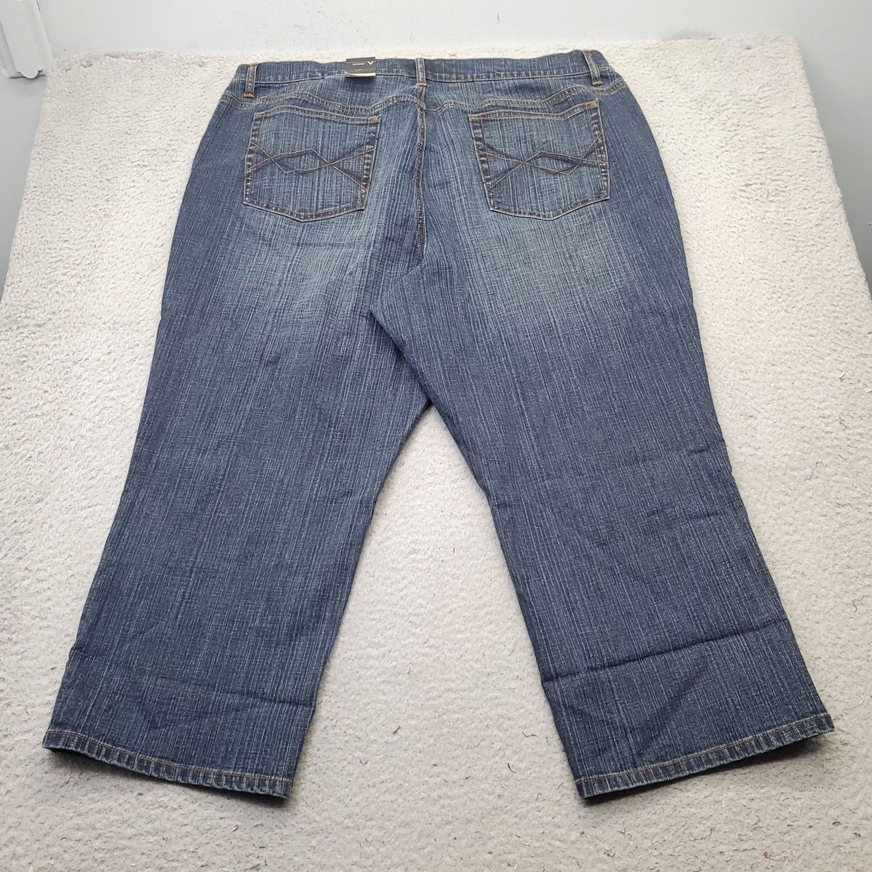 Denime Venezia Jeans Womens 24 Blue Denim Faded Stretch 5-Pockets Low Waist Relaxed Fit Jeans Size 42" / US 20 - 2 Thumbnail