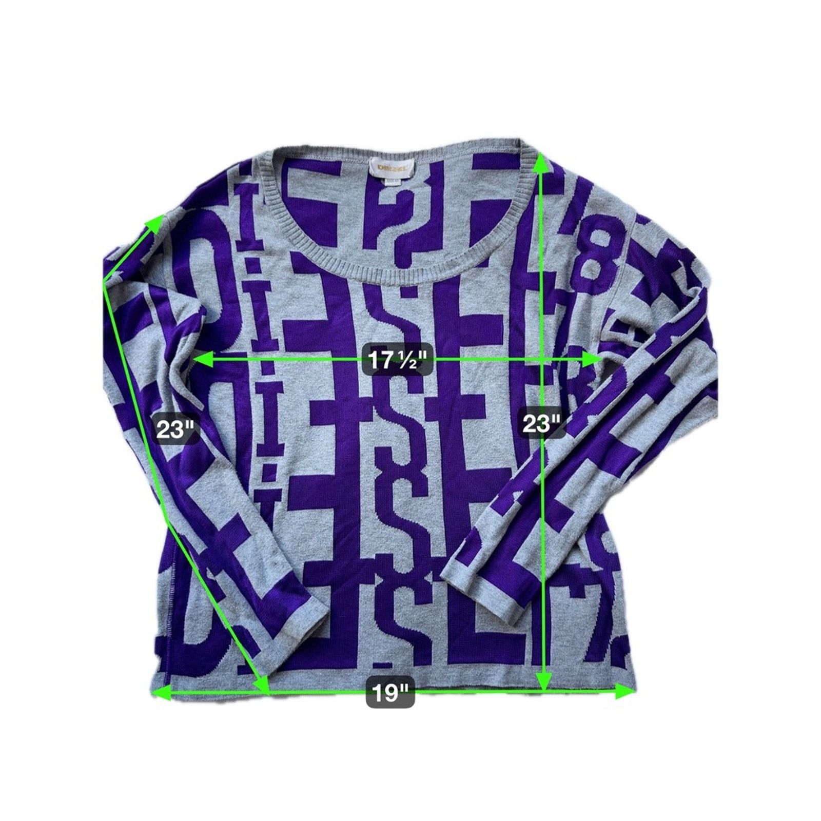 Diesel Diesel All Over Logo Print Long Sleeve Sweater Size XS Size XS / US 0-2 / IT 36-38 - 2 Thumbnail