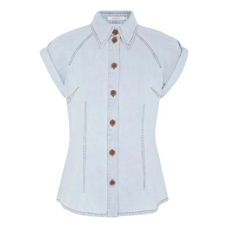 Zimmermann oc11z0226 Tallow Blouse In Blue Size S / US 4 / IT 40 - 1 Thumbnail