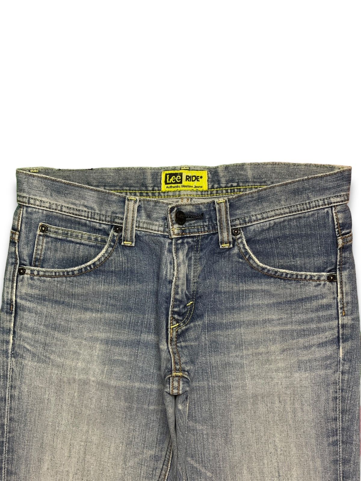 Lee Vintage Japanese Lee Riders Blue Wash Distressed Flare Jeans Size 32" / US 10 / IT 46 - 4 Thumbnail