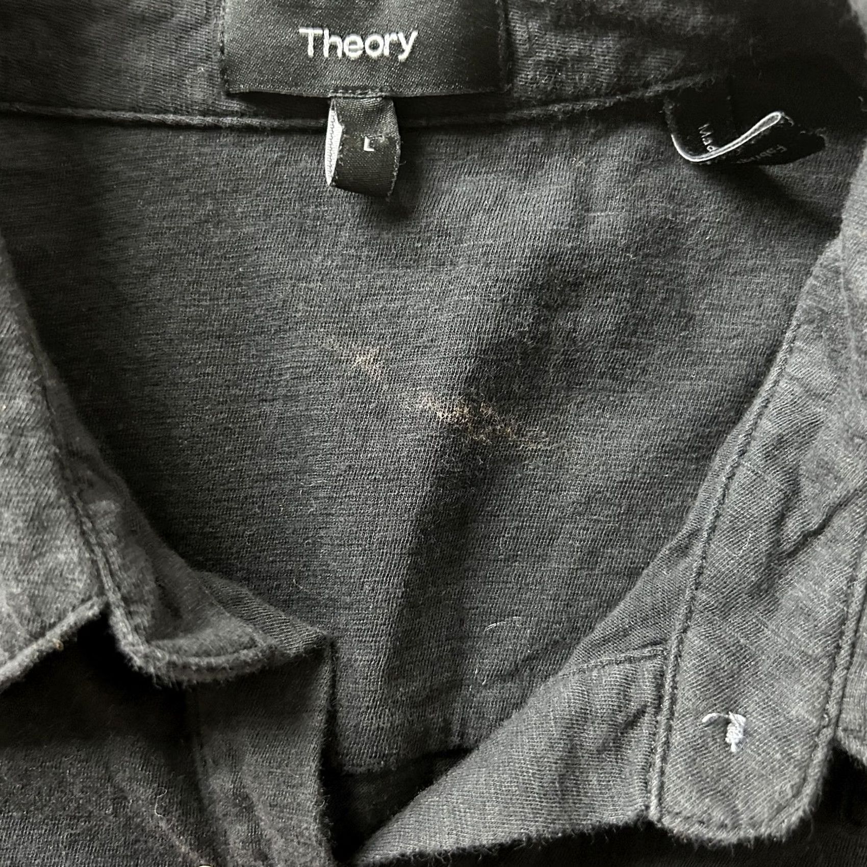 Theory Theory Shirt Womens Large Black Solid Long Sleeve Button Up Casual Lightweight Size L / US 10 / IT 46 - 3 Thumbnail