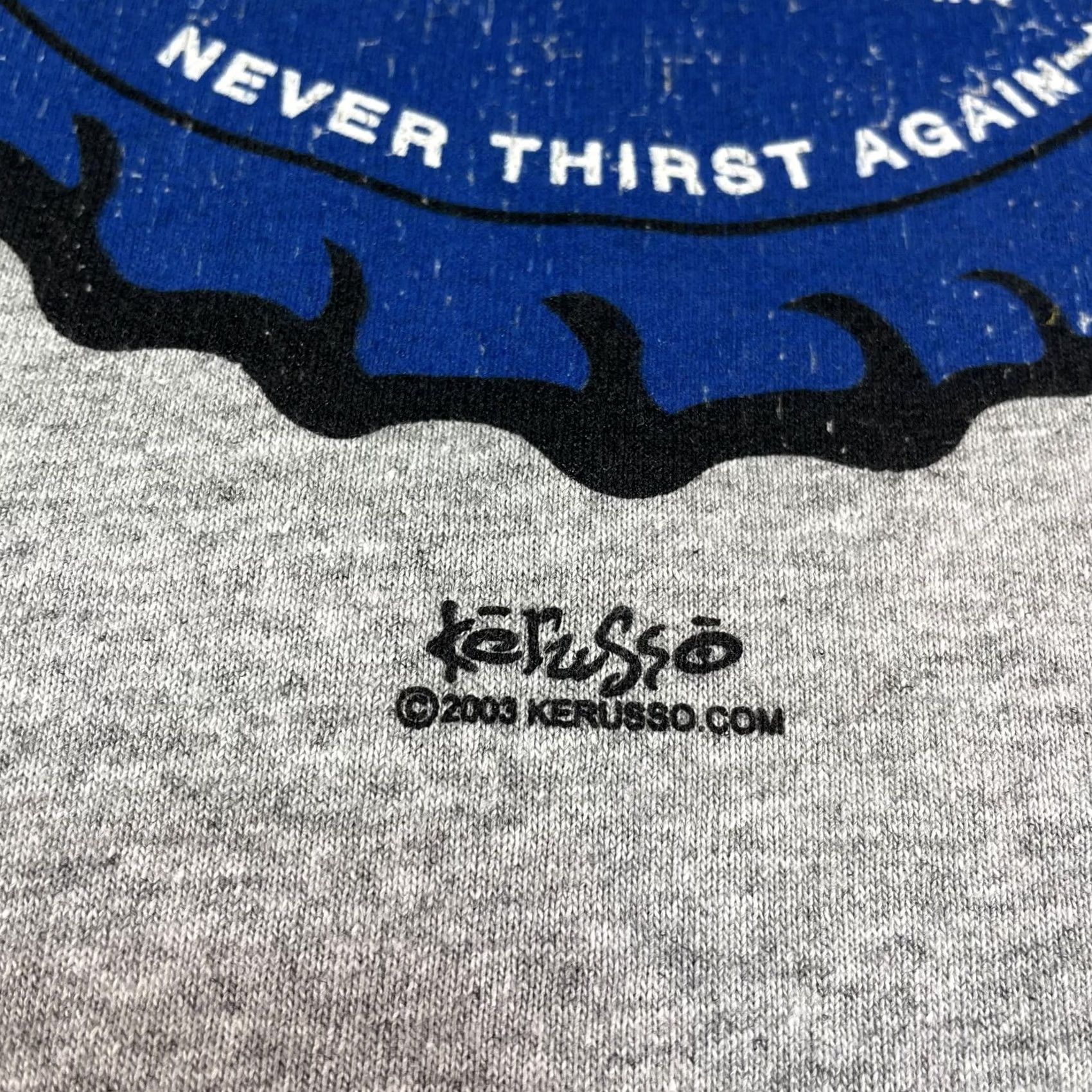 Vintage VINTAGE Jesus Shirt Mens S Gray T-Shirt Short Sleeve Kerusso Bottle Cap Never Thirst Again Christian Mens Small Gray Shirt Size US S / EU 44-46 / 1 - 3 Thumbnail