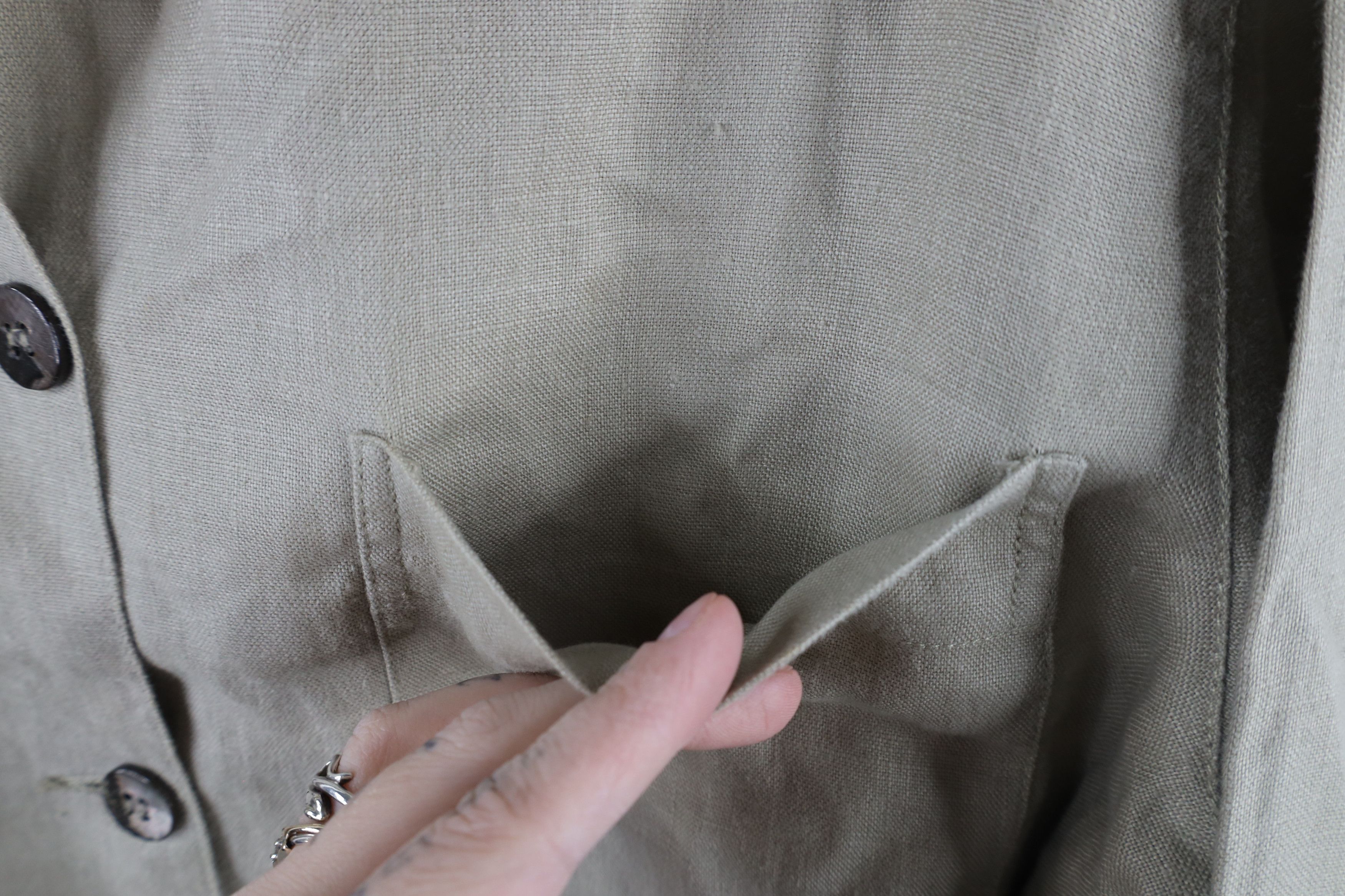 Esprit × Vintage Vintage 90s Esprit Linen Looped Collar Button Shirt Beige Size M / US 6-8 / IT 42-44 - 8 Thumbnail