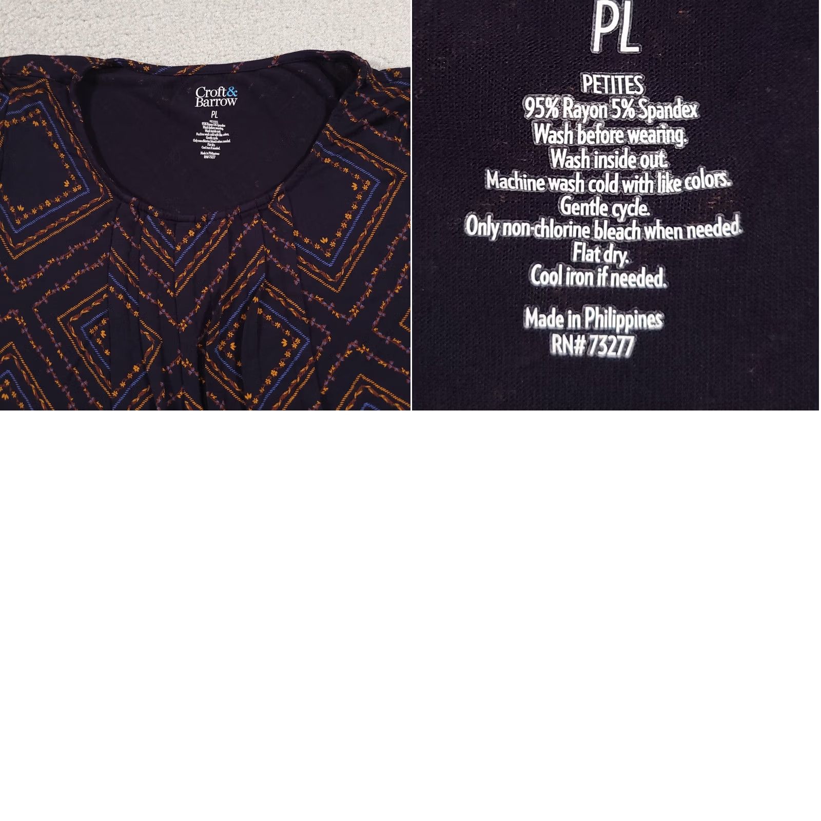 Croft & Barrow Croft & Barrow Women's Navy Floral Cap Sleeve Scoop Neck Top PL Pleated blouse Size L / US 10 / IT 46 - 8 Thumbnail