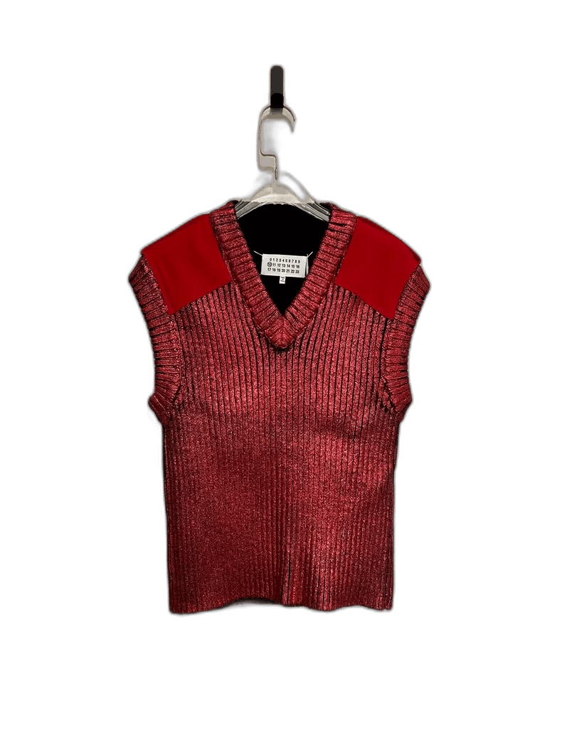 Maison Margiela maison margiela red knit sleeveless sweater Size US S / EU 44-46 / 1 - 1 Thumbnail