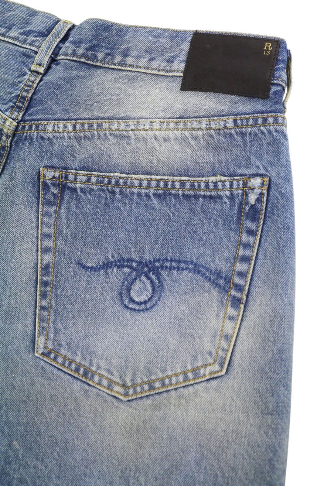 R13 CROSS OVER 27 Bain Blue Asymmetric Button Shorts 89418 Size 27" / US 4 / IT 40 - 6 Thumbnail