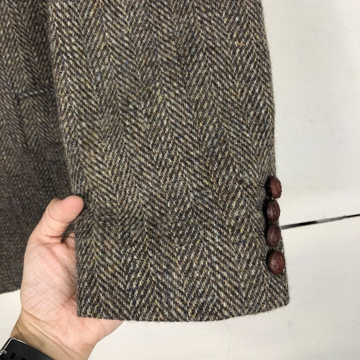 Harris Tweed 🔥VINTAGE WOOL HERRINGBONE JACKET HARRIS TWEED DOUBLE BREAST Size US M / EU 48-50 / 2 - 17 Thumbnail