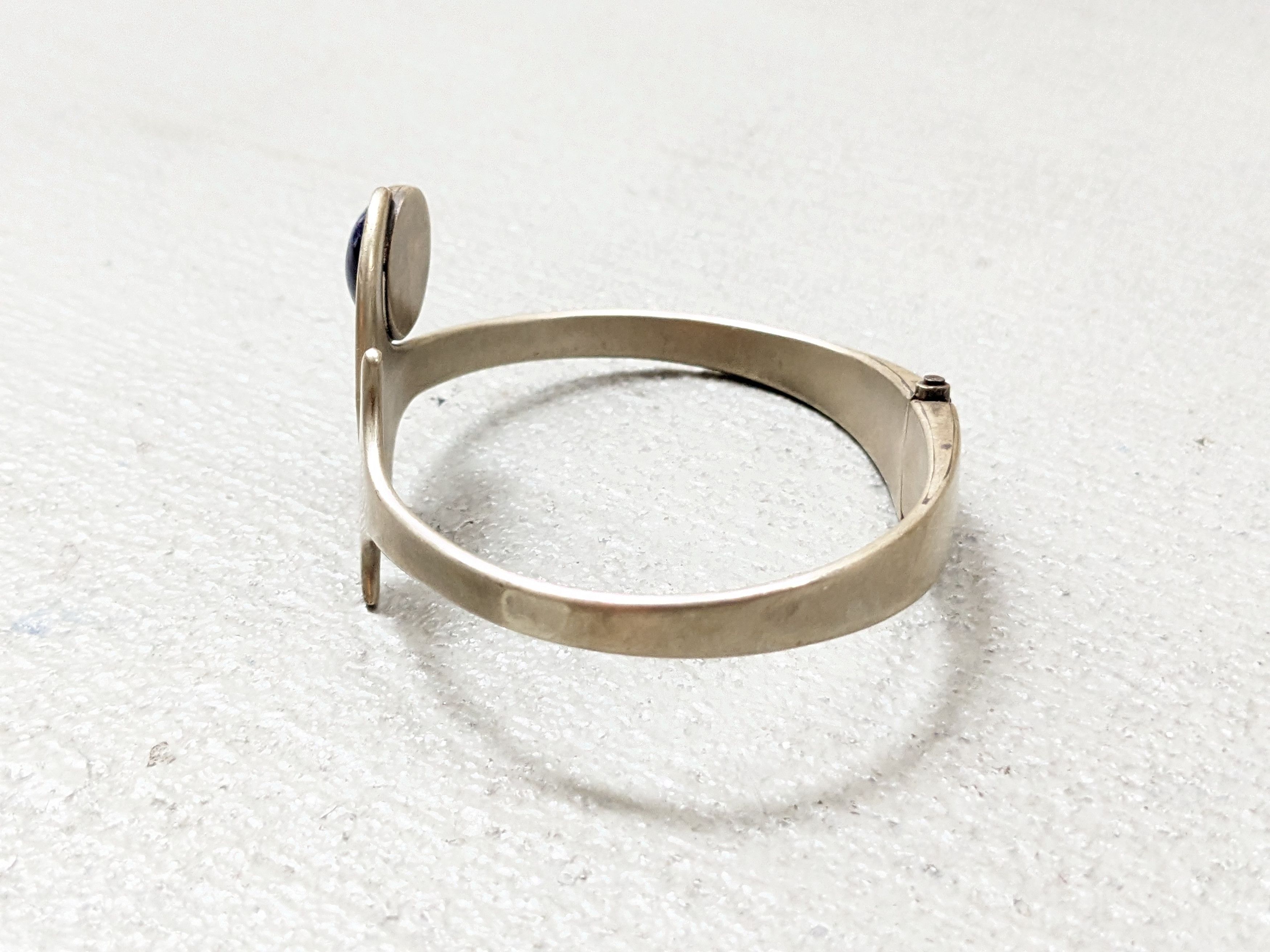 Jewelry Vintage Sterling Silver Bracelet Hinge Modern Avant Garde 7" Size ONE SIZE - 6 Thumbnail