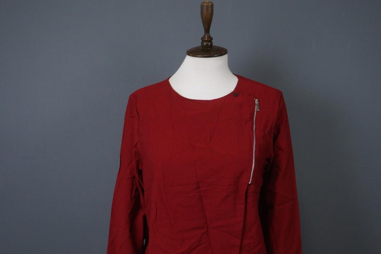 Designer Cop Copine Red Viscose Round Front Wrap Subra Top Size 42 Size M / US 6-8 / IT 42-44 - 2 Thumbnail