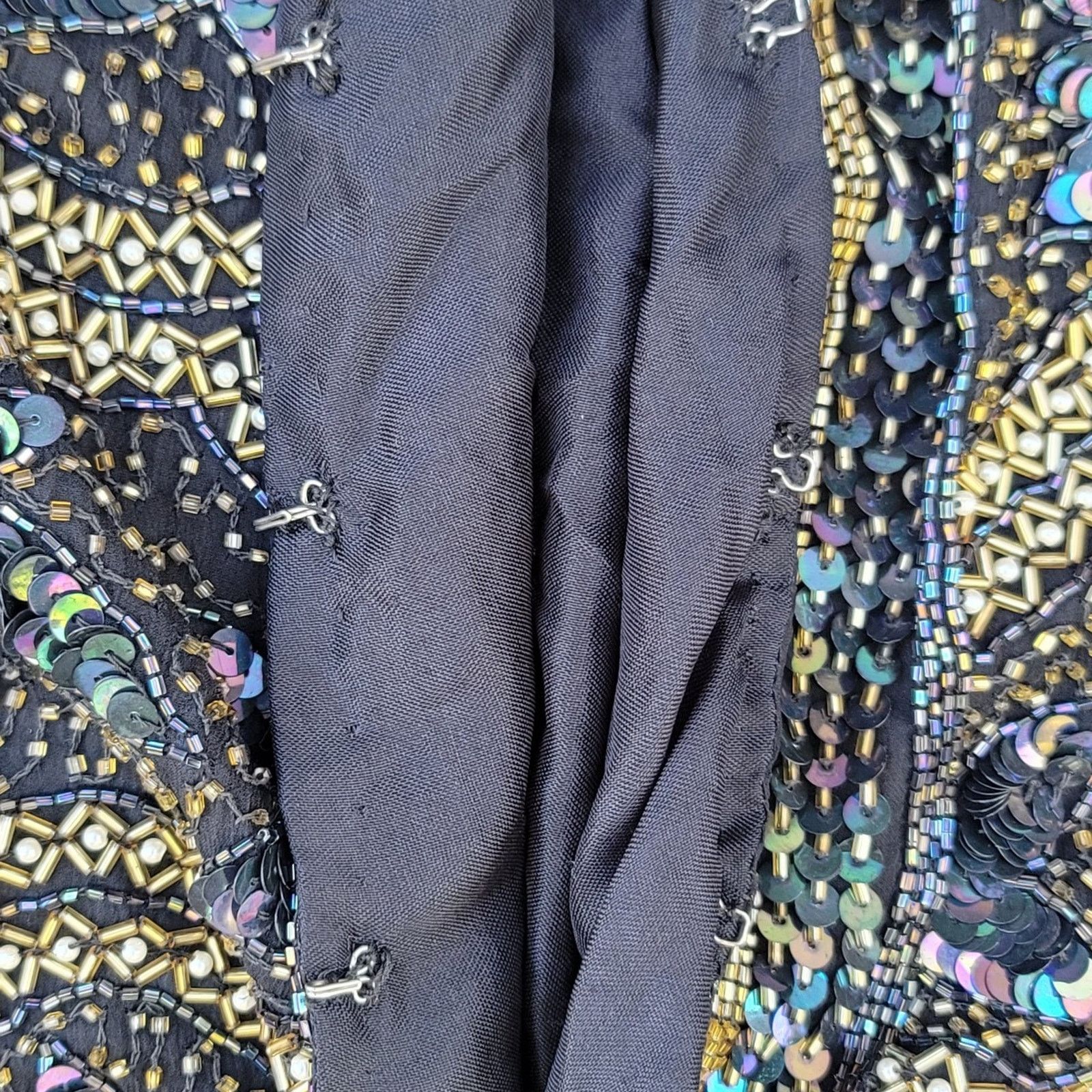 The Unbranded Brand Vtg 80s 90s Channa Silk Sequin Beaded Jacket Size L / US 10 / IT 46 - 7 Thumbnail