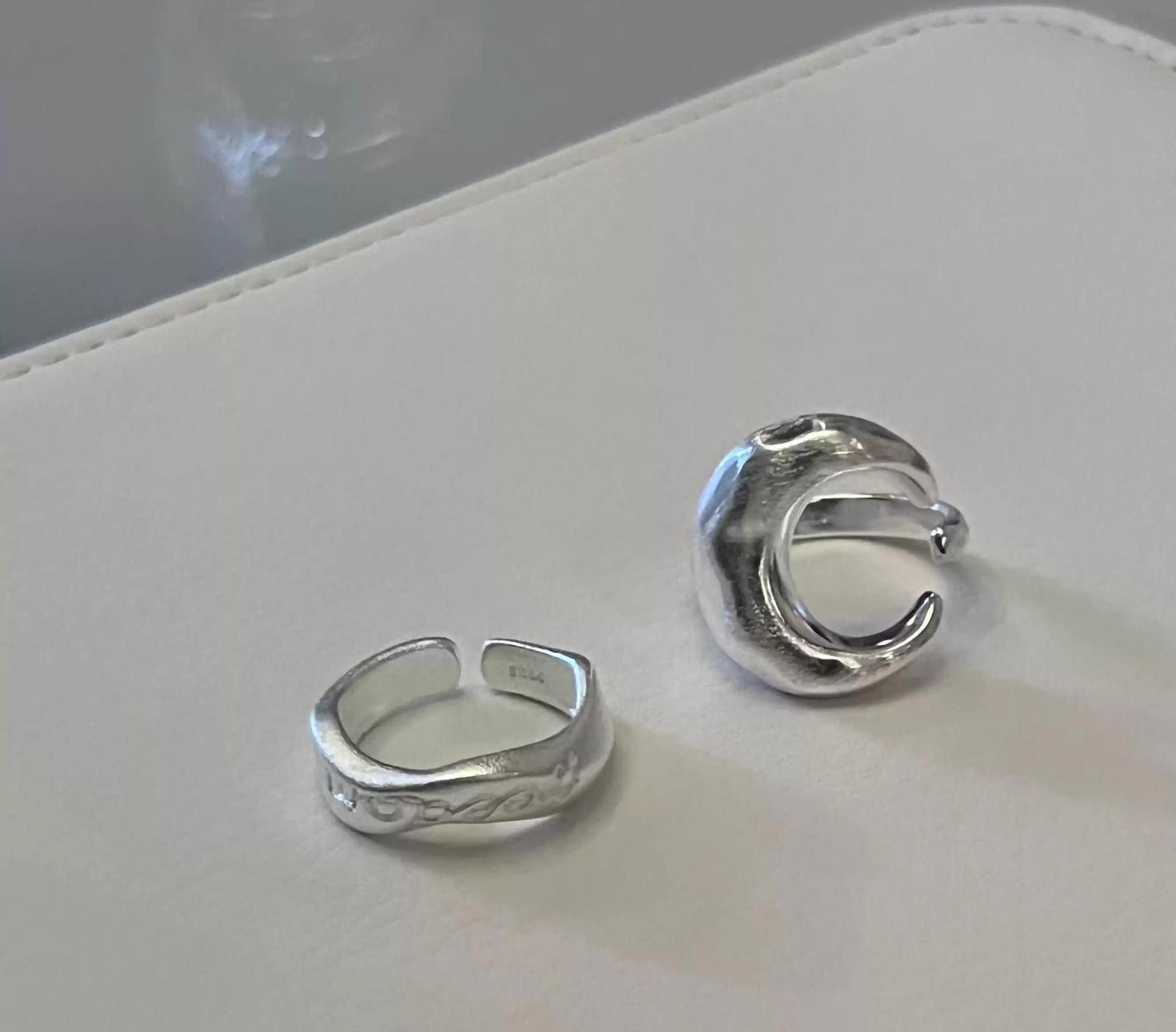 Jewelry Silver Crescent Moon Open Ring, Adjustable Silver Rings Size ONE SIZE - 2 Thumbnail