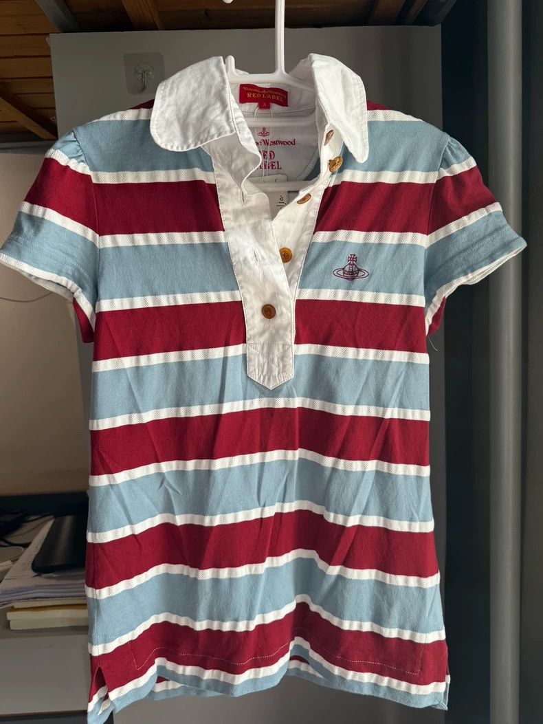 Vivienne Westwood Vivienne Westwood Mid-old red and blue striped polo shirt Size M / US 6-8 / IT 42-44 - 1 Thumbnail
