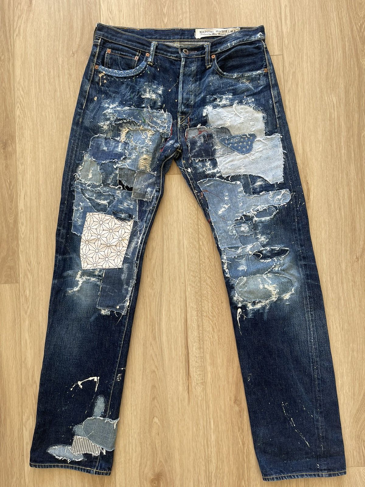 KAPITAL BORO Sashiko Patchwork Denim Jeans