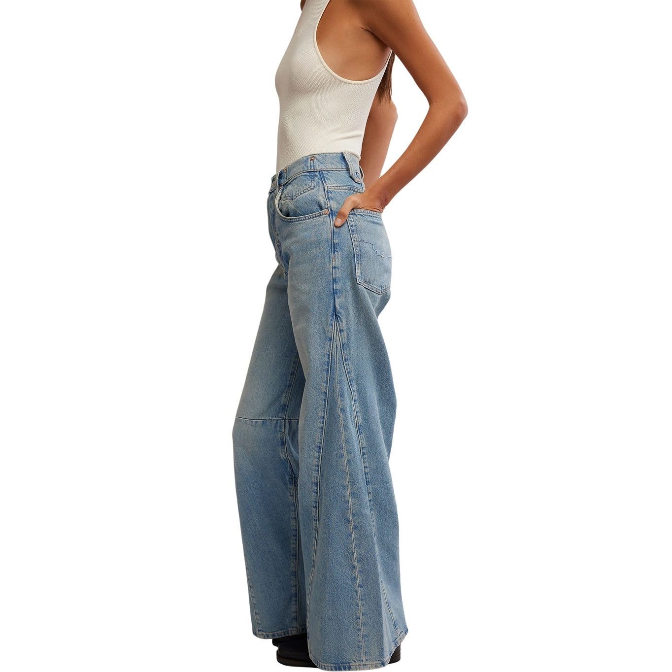 Other We the Free Eden Slouchy Wide Leg Denim Jeans Button Fly Size 27" / US 4 / IT 40 - 2 Thumbnail