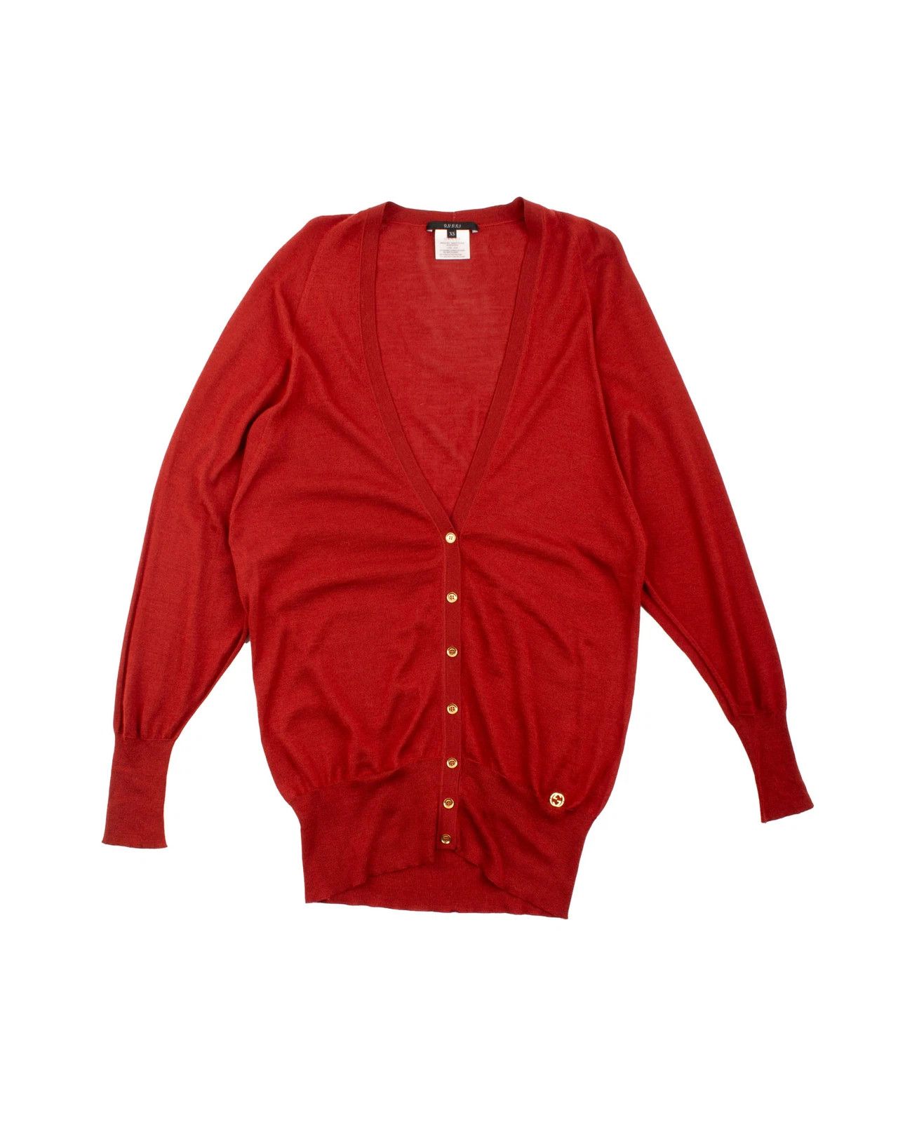 Gucci Women's Gucci Red Cashmere Silk Blend Cardigan Size S Size S / US 4 / IT 40 - 1 Thumbnail