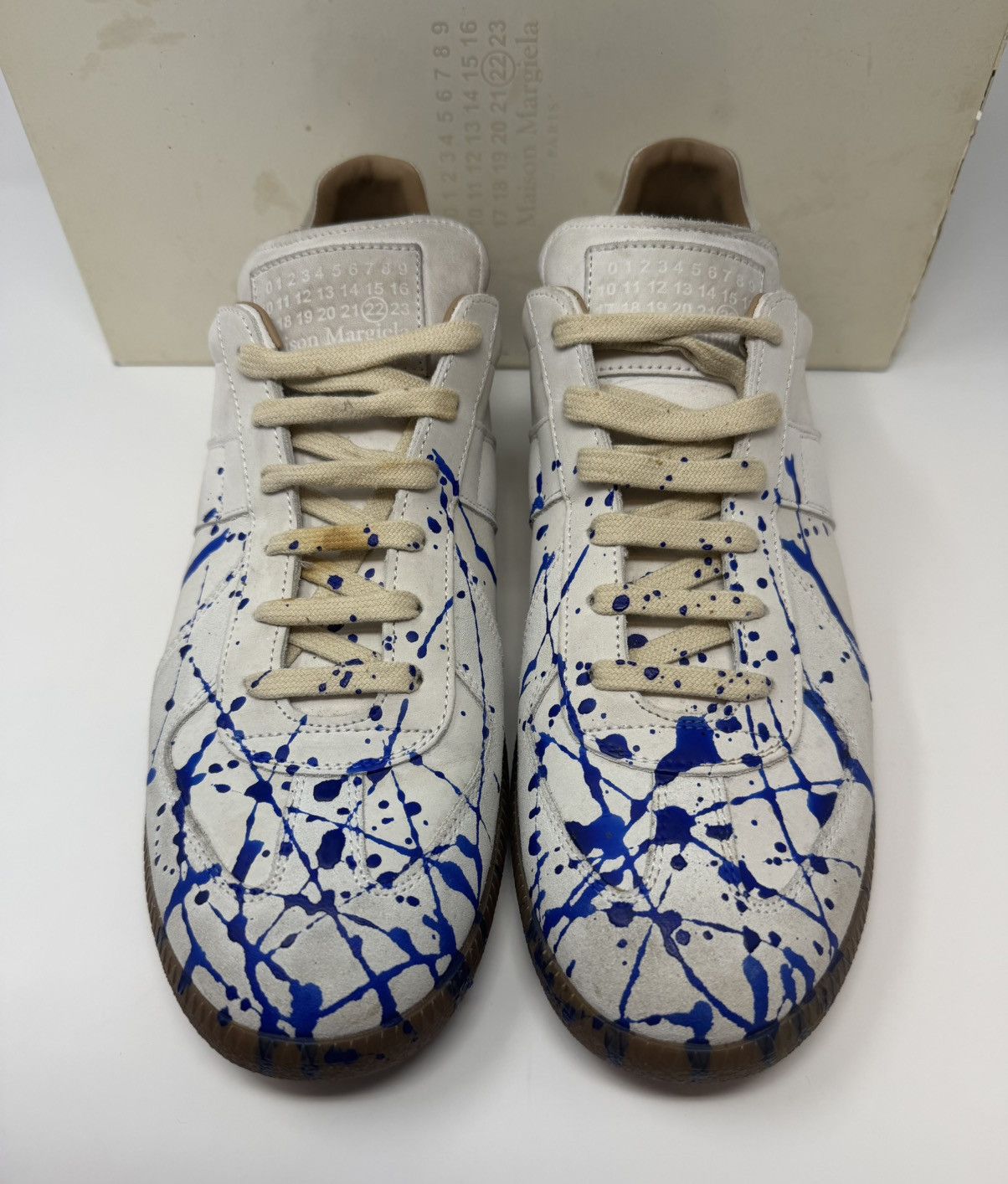 Maison Margiela Maison Margiela Replica GAT Paint Splatter White/Blue Size US 11 / EU 44 - 2 Thumbnail