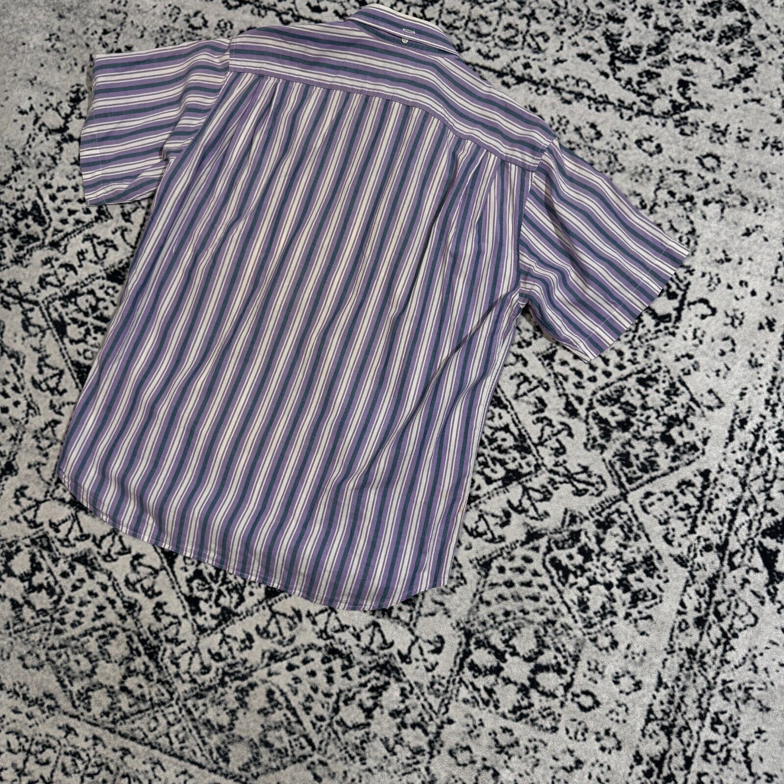 Vintage Vintage Rodier Unisex Purple White Cotton Shirt Size L Short Size US L / EU 52-54 / 3 - 7 Thumbnail