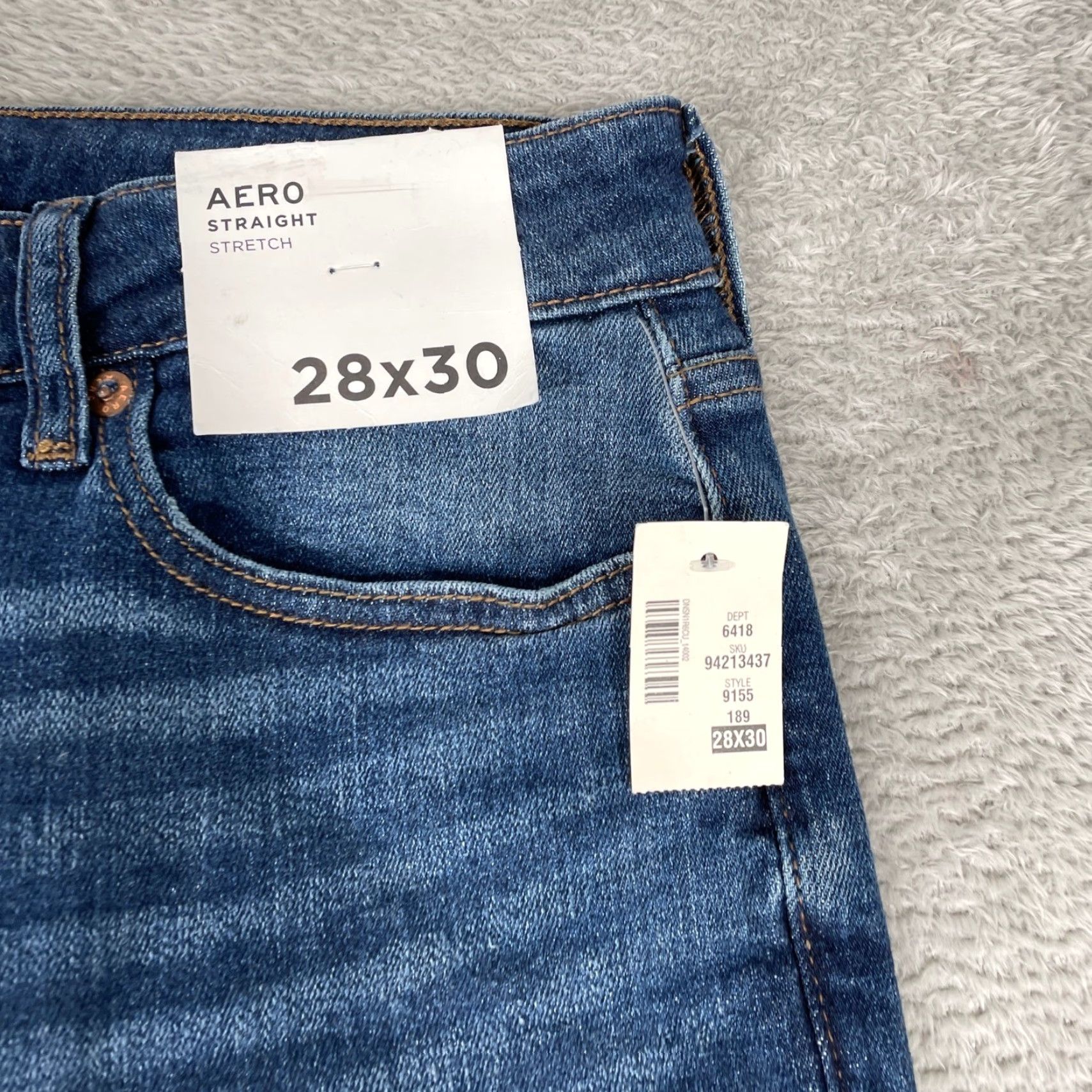 Aeropostale AeroPOSTALE Jeans Straight Leg Mens 28x30 Denim Blue Dark Wash Skater Stretch Five Pocket Regular Rise Mid Vintage: No Size US 28 / EU 44 - 3 Thumbnail