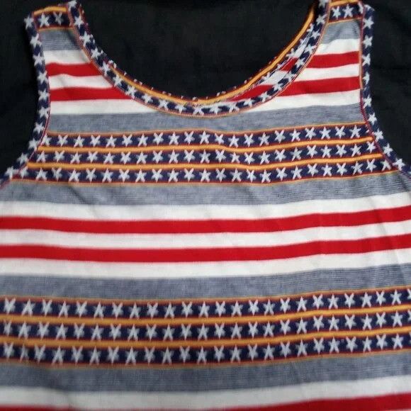 Vintage Vintage 70s Stars And Stripes USA Tank Top Shirt Size US S / EU 44-46 / 1 - 1 Thumbnail