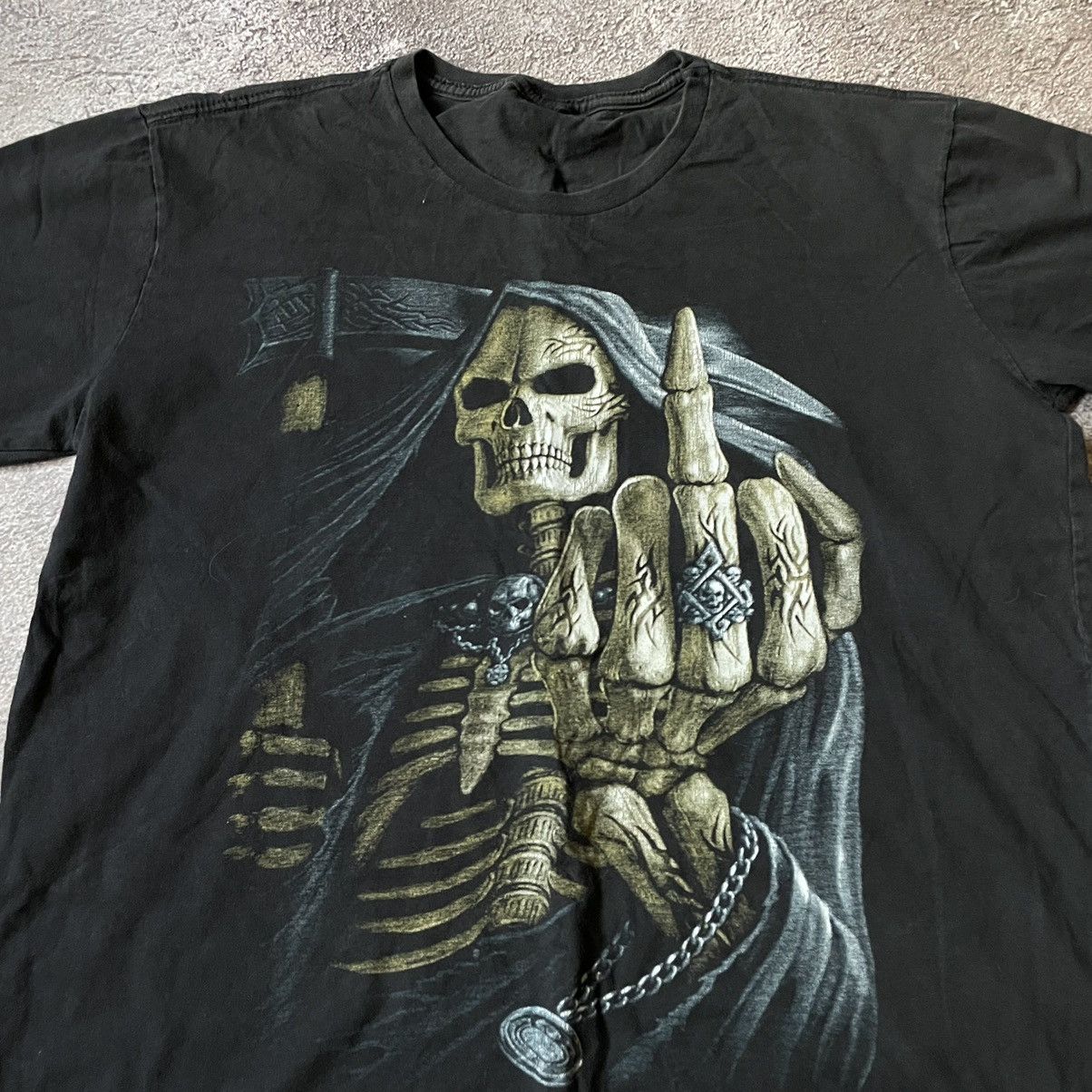 Vintage Vintage 2000s Skeleton Graphic Tee Goth Horror Black Slim M Size US M / EU 48-50 / 2 - 3 Thumbnail