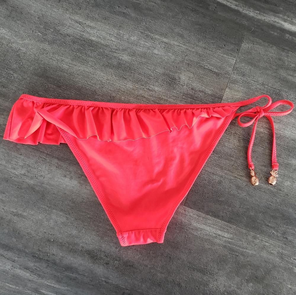 H&M Red Neon Ruffled H&M Bikini Bottoms Size ONE SIZE - 2 Thumbnail