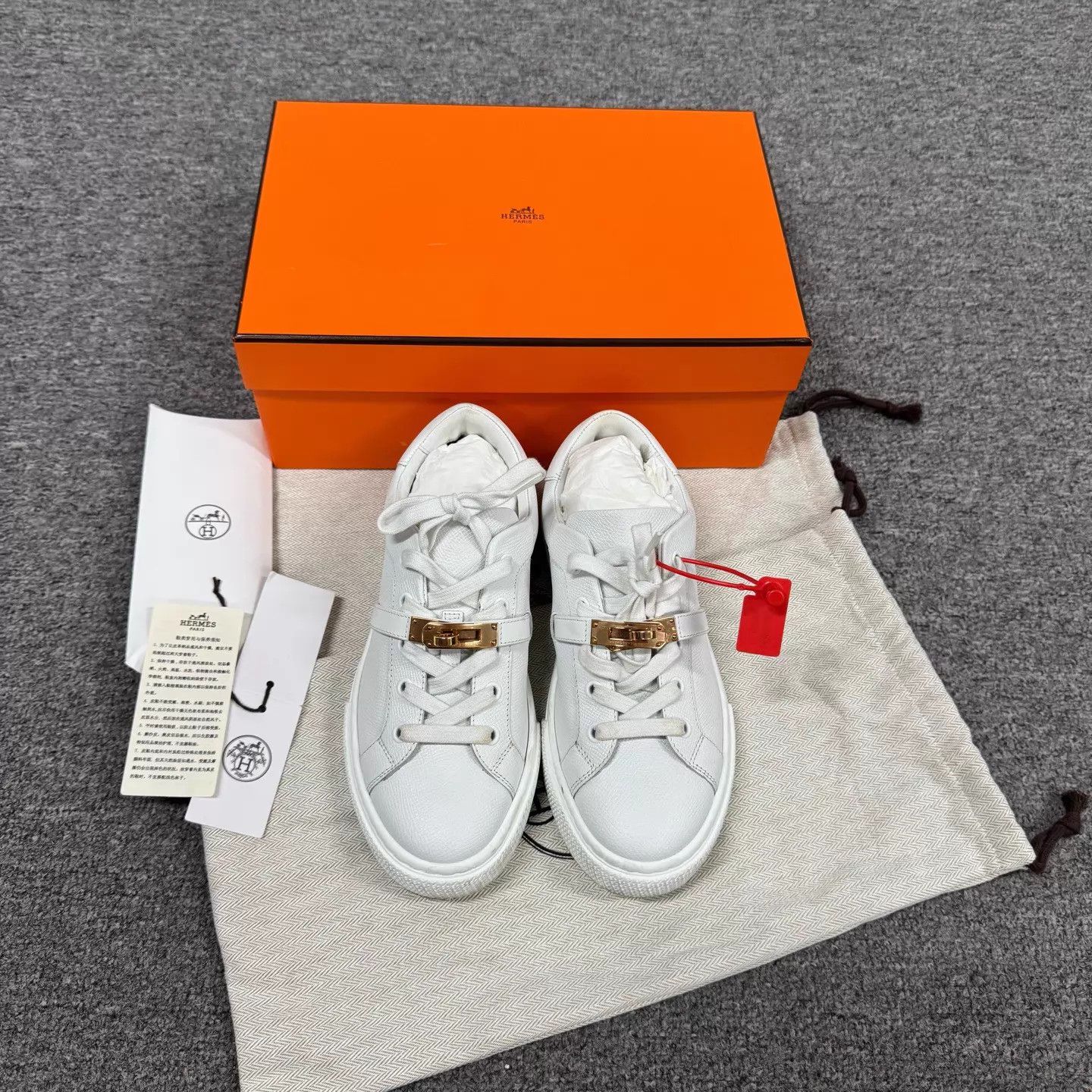 Hermes Hermes Kelly Metallic Buckle White Platform Sneaker 37 Size US 6.5 / IT 36.5 - 2 Thumbnail