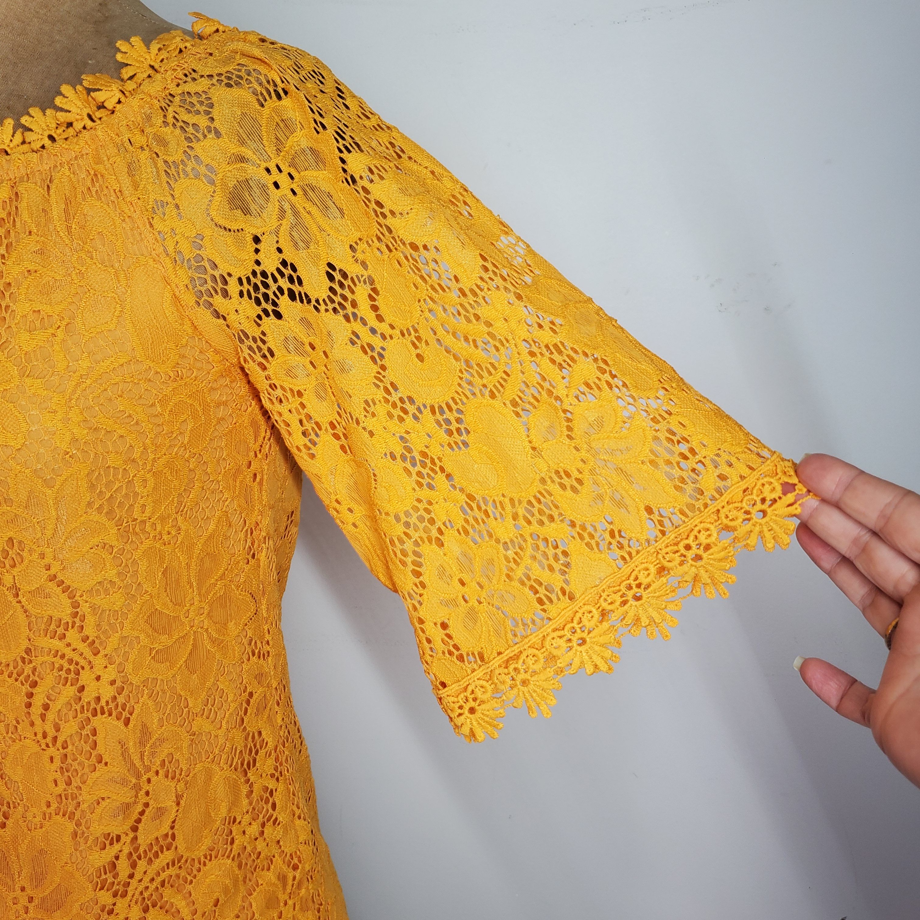 Other Miholl Size S Blouse Lace Overlay Off Shoulder 3/4 Sleeve Size S / US 4 / IT 40 - 6 Thumbnail