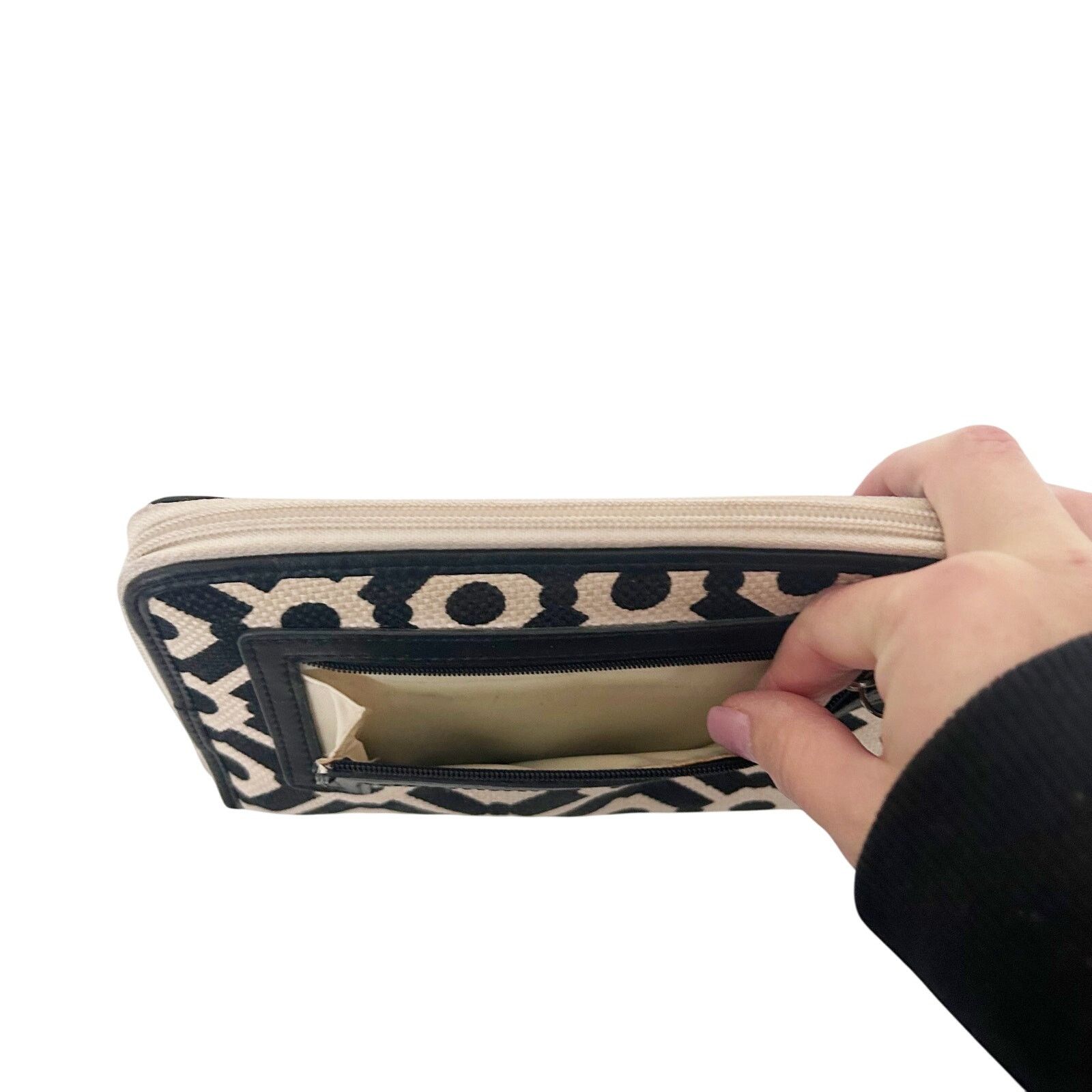 Other Spartina 449 Black Cream Printed Linen Leather Wallet Size ONE SIZE - 6 Thumbnail