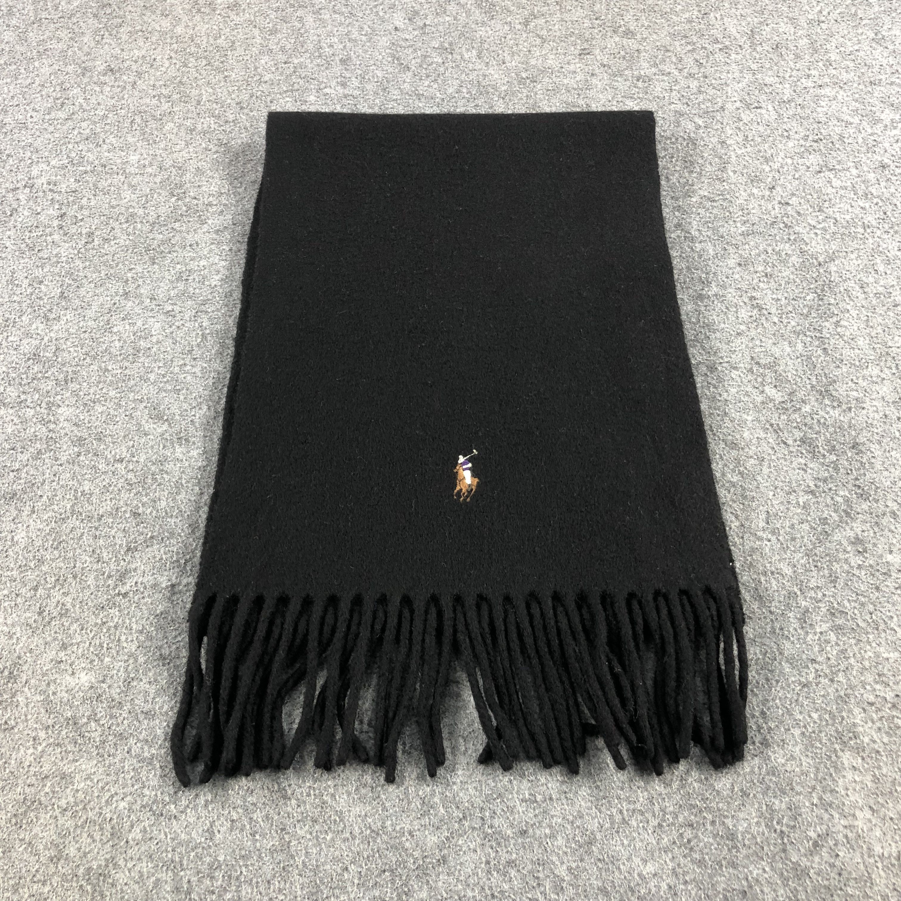 Polo Ralph Lauren Black Wool Scarf Muffler V940