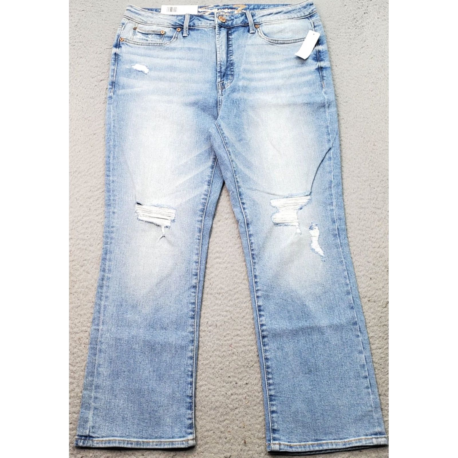 Vintage Seven7 Womens Jeans 10 Blue Denim Straight High Rise Stretch 5-Pocket NWT Regular Fit Casual Denim Jeans Size 32" / US 10 / IT 46 - 2 Thumbnail