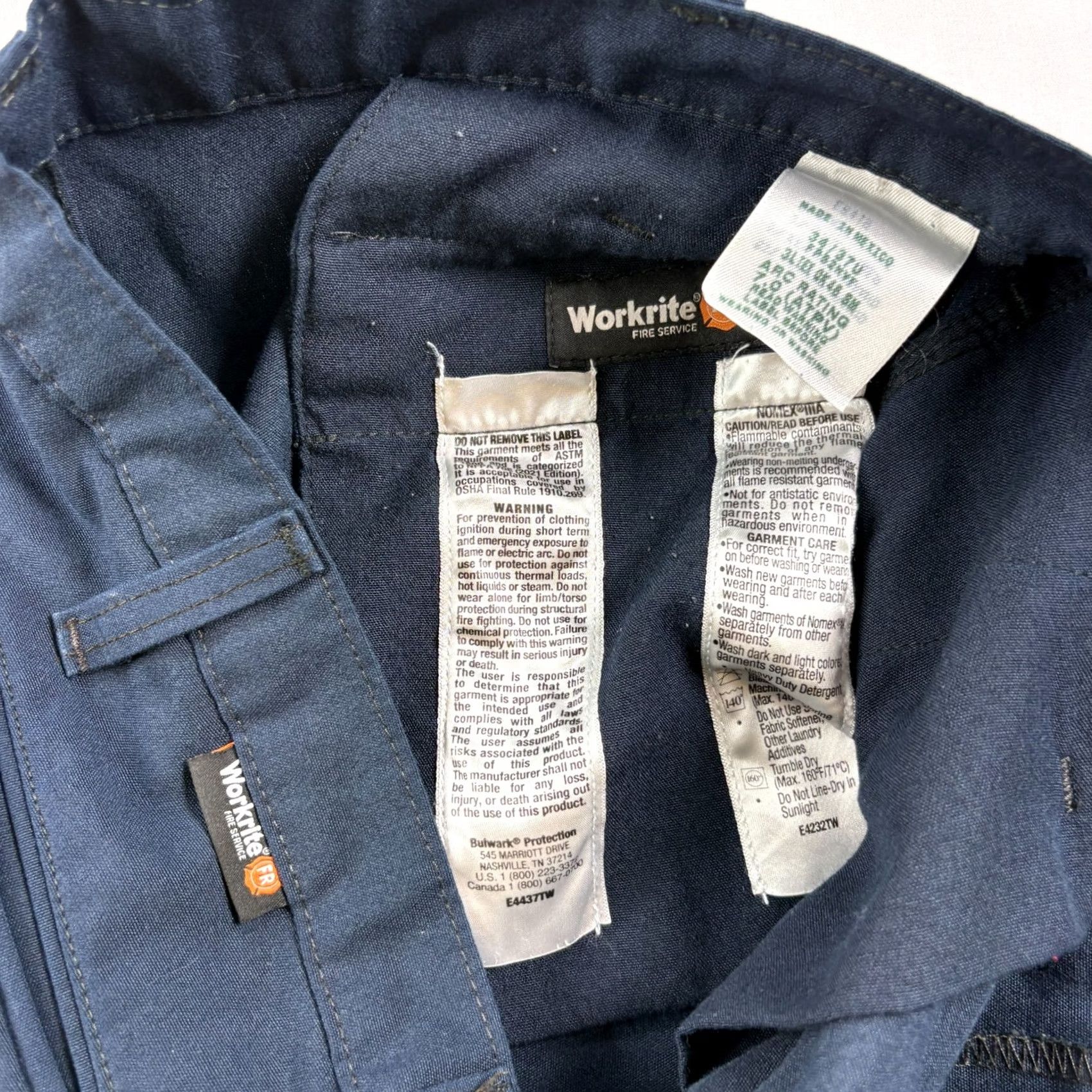 Vintage Workrite FR Pants Mens 34x28 Blue Flame Resistant Fire Workwear Aramid Pants Mens Blue 34x28 Size US 34 / EU 50 - 3 Thumbnail