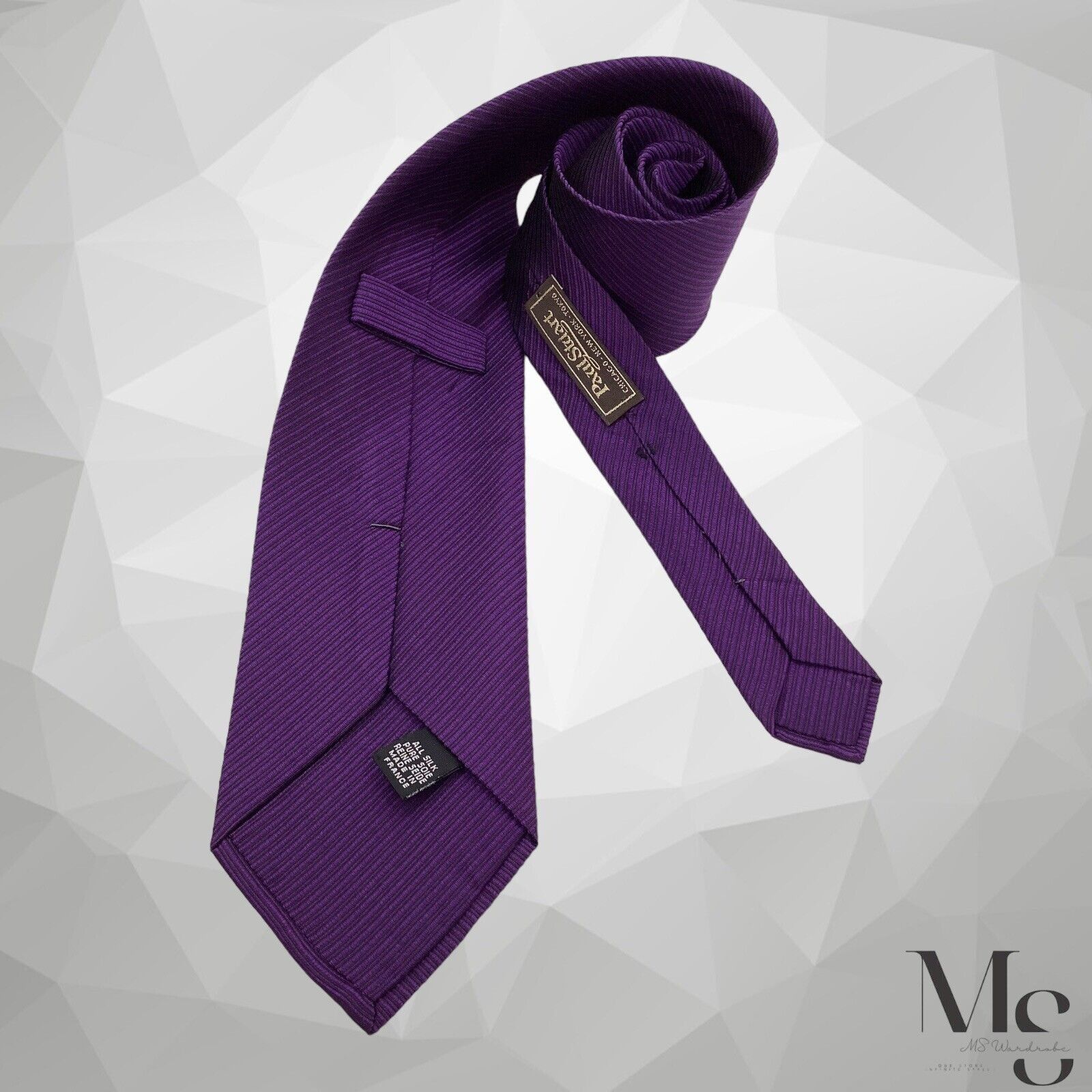 Paul Stuart PAUL STUART Purple Striped Silk Tie Made In France W: 3.5" E Size ONE SIZE - 2 Thumbnail