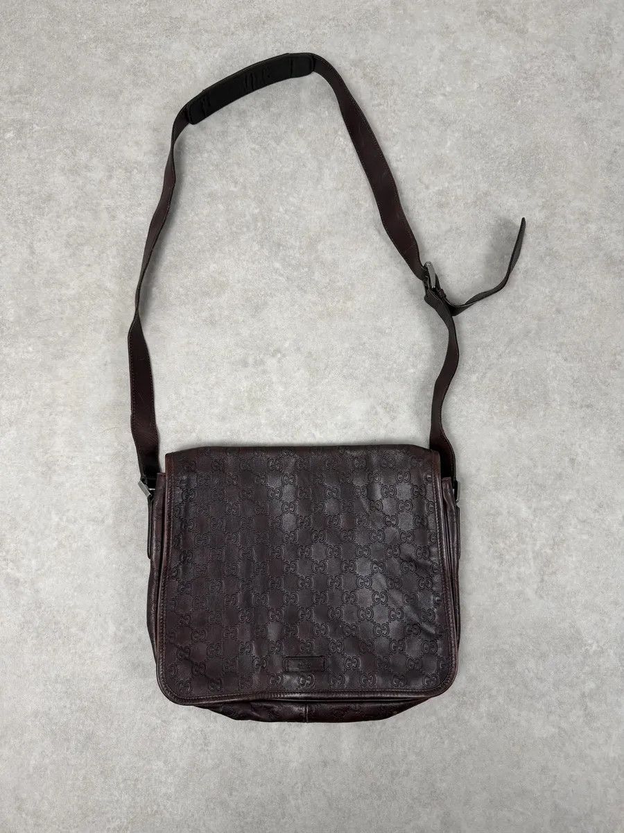 Gucci 2000s Gucci Monogramm G Brown Leather Shoulder Bag Size ONE SIZE - 3 Thumbnail