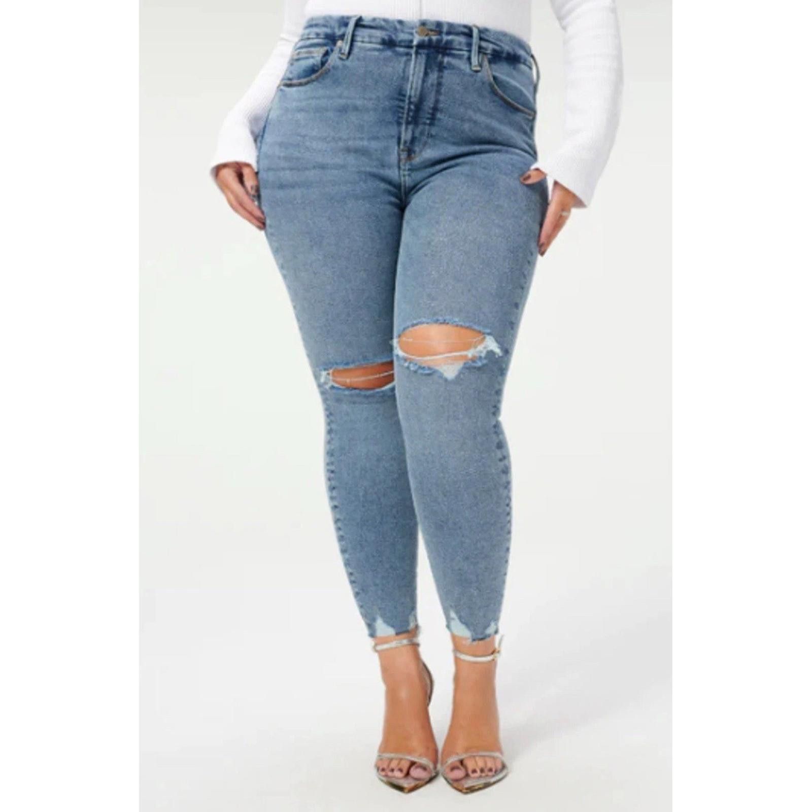 Other GOOD AMERICAN NWT Size 15 Good Waist Crop Denim Jean in Blue Size 32" / US 10 / IT 46 - 2 Thumbnail