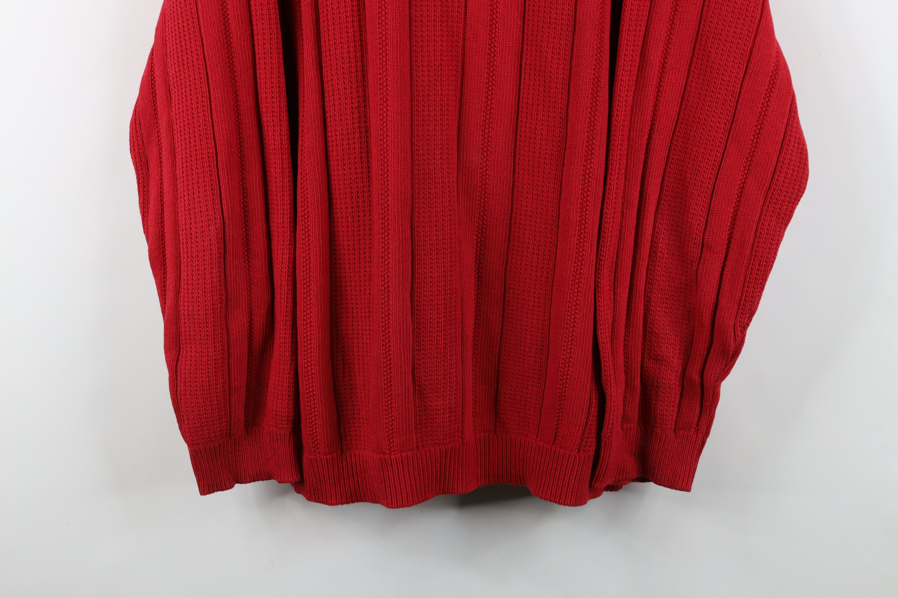 Vintage Vintage 90s Streetwear Ribbed Knit Crewneck Sweater Red Size US L / EU 52-54 / 3 - 3 Thumbnail
