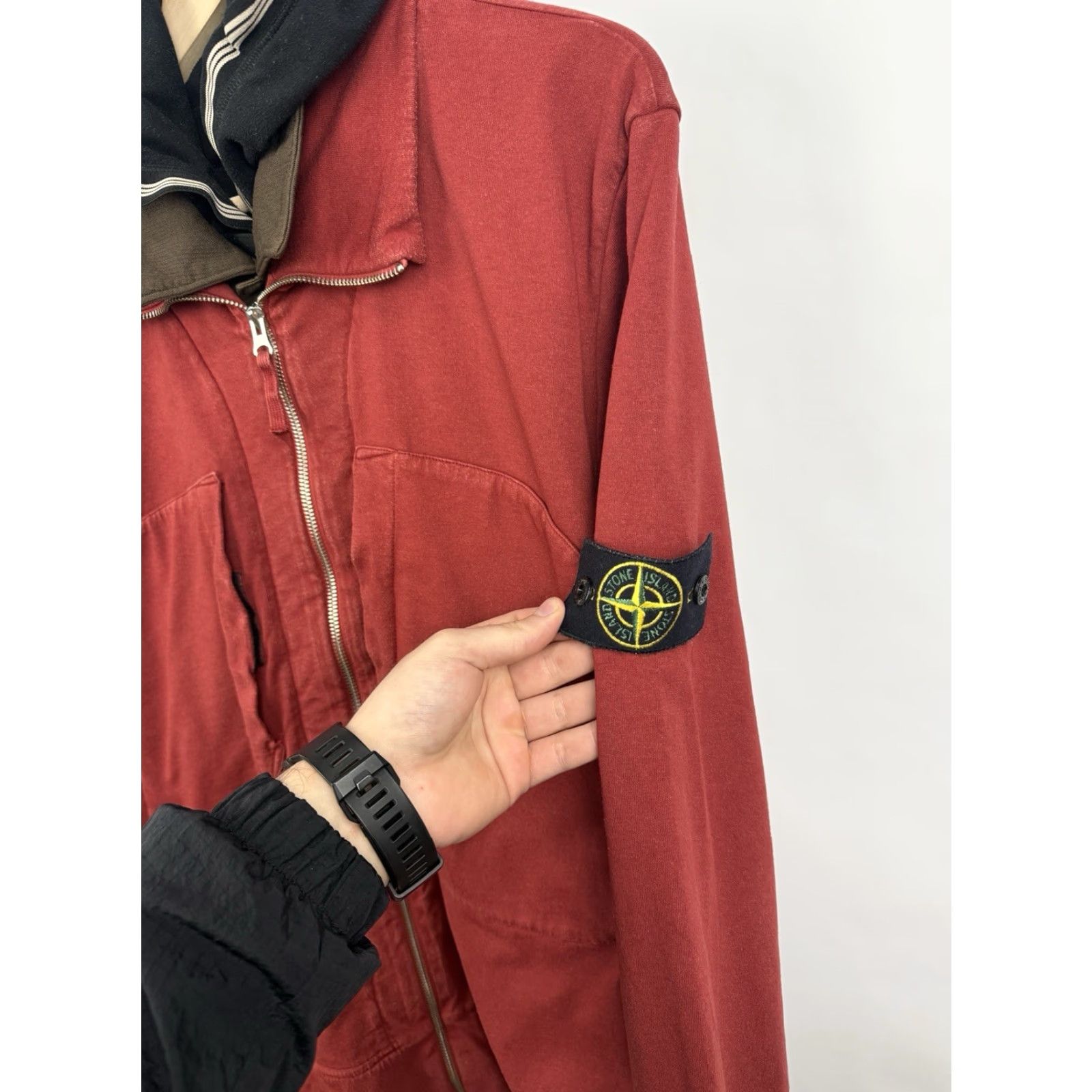 Stone Island VINTAGE Stone Island Hoodie 90s Archive Layered Hooded Jacket XL Men's Red 90s Full Zip Mens Size US XL / EU 56 / 4 - 4 Thumbnail