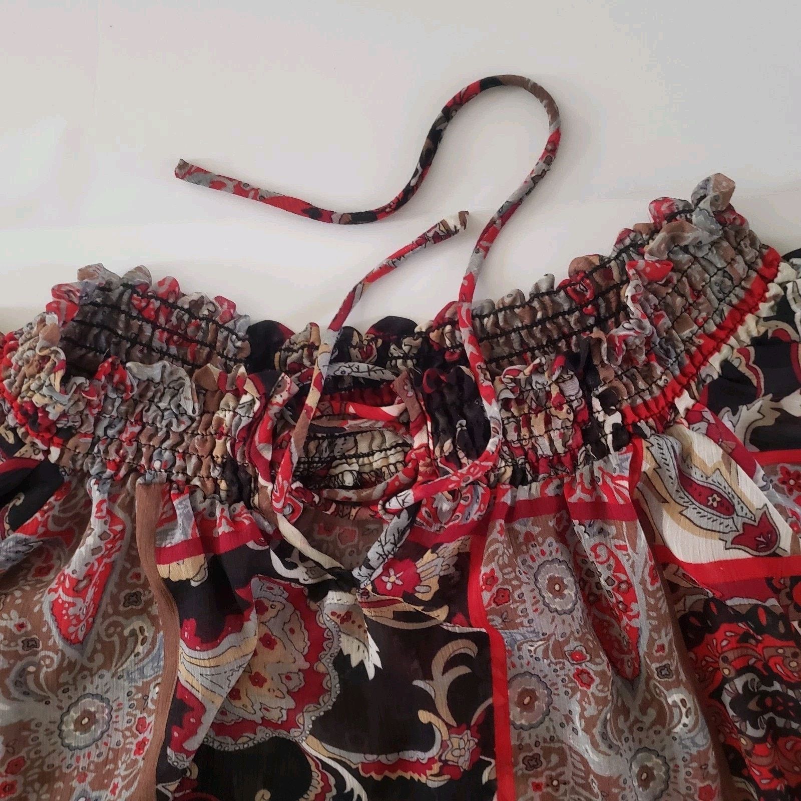 Other Max Bohemian Off-the-Shoulder Paisley Sheer Women XS #12PJ Size XS / US 0-2 / IT 36-38 - 3 Thumbnail
