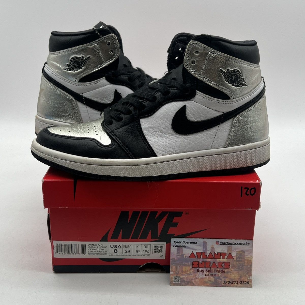 Jordan Brand Wmns air Jordan 1 high silver toe Size US 8 / IT 38 - 1 Thumbnail