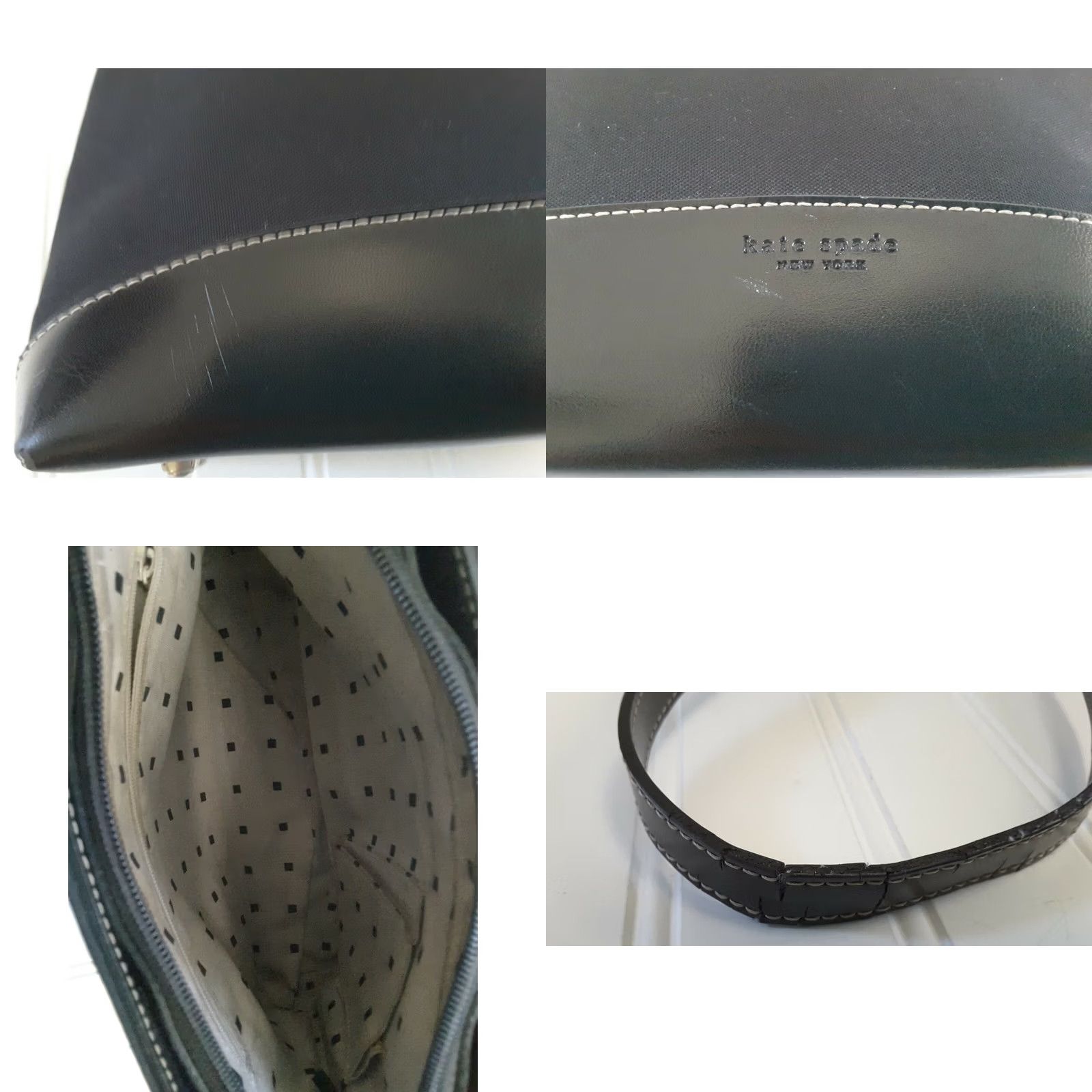 Vintage kate spade new york Handbag Purse Structured Footed Black Womens Small 13x8x3 Zip-Closure Leather-Fabric Style Bag Size ONE SIZE - 8 Thumbnail