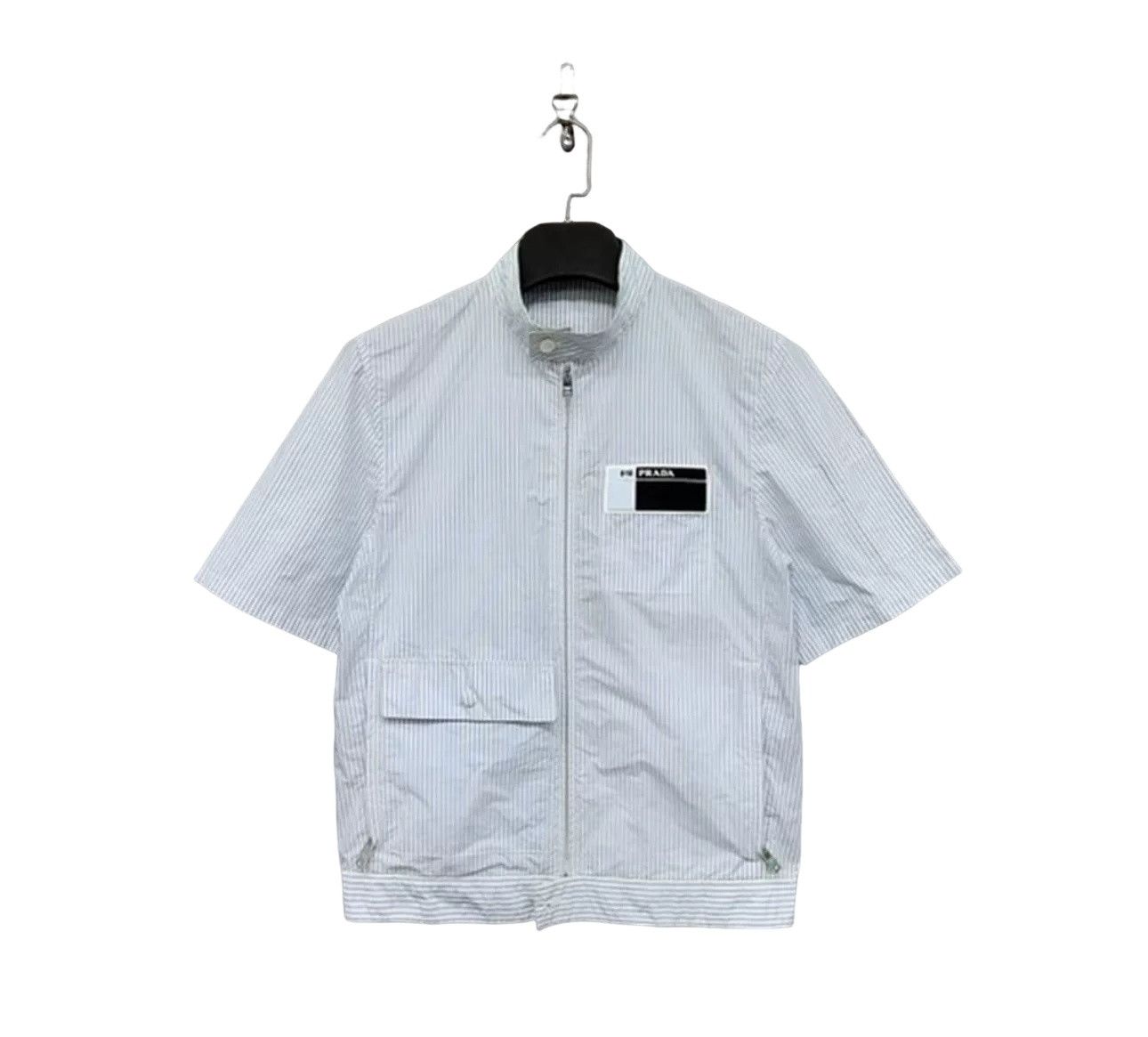 Prada Prada Striped Tech Zip Short Sleeve Shirt 48 Size US M / EU 48-50 / 2 - 1 Thumbnail