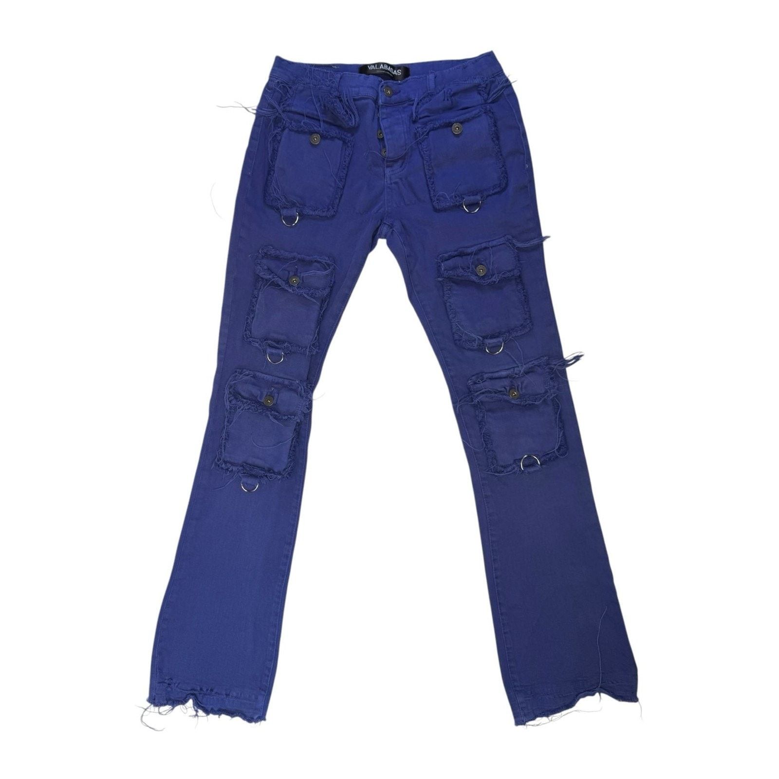 Valabasas VALABASAS Royal Blue Multi-Pocket Flare Stacked Cargo Jeans Size US 34 / EU 50 - 1 Thumbnail